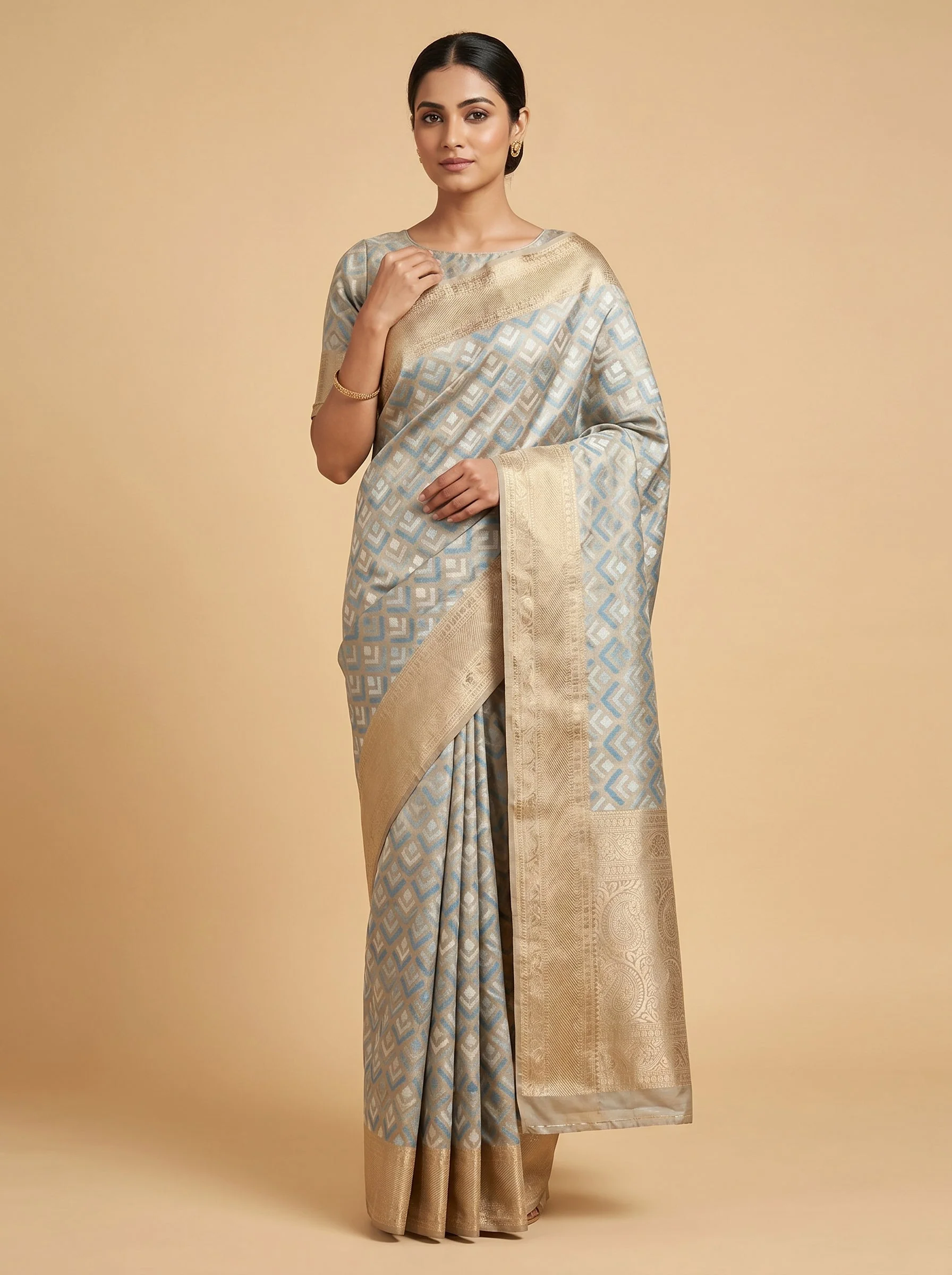 Silver Blue Mist Handloom Saree