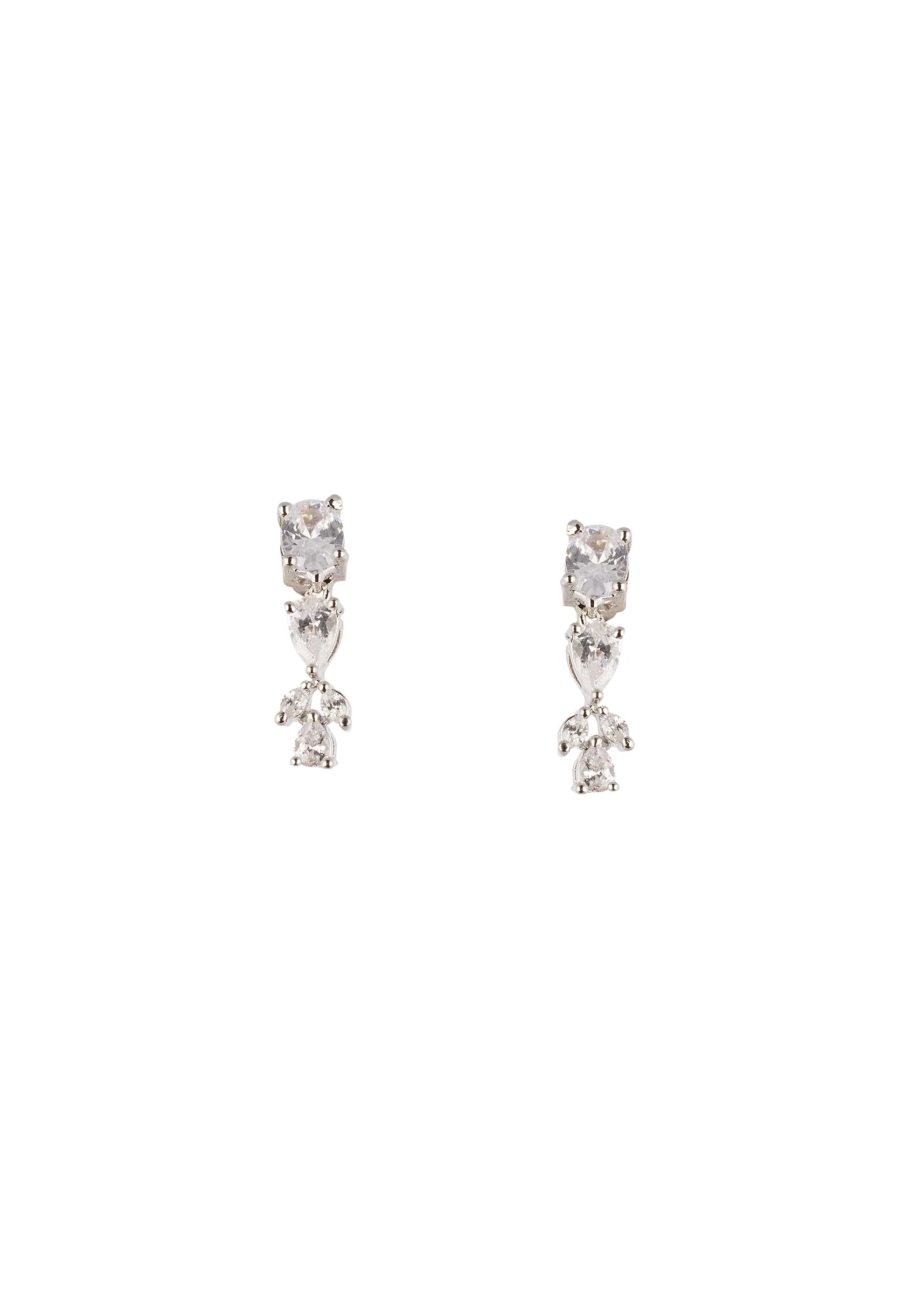 Silver Finish Necklace Set With Modern Fringe Style And Cubic Zirconia Accents - Image 3