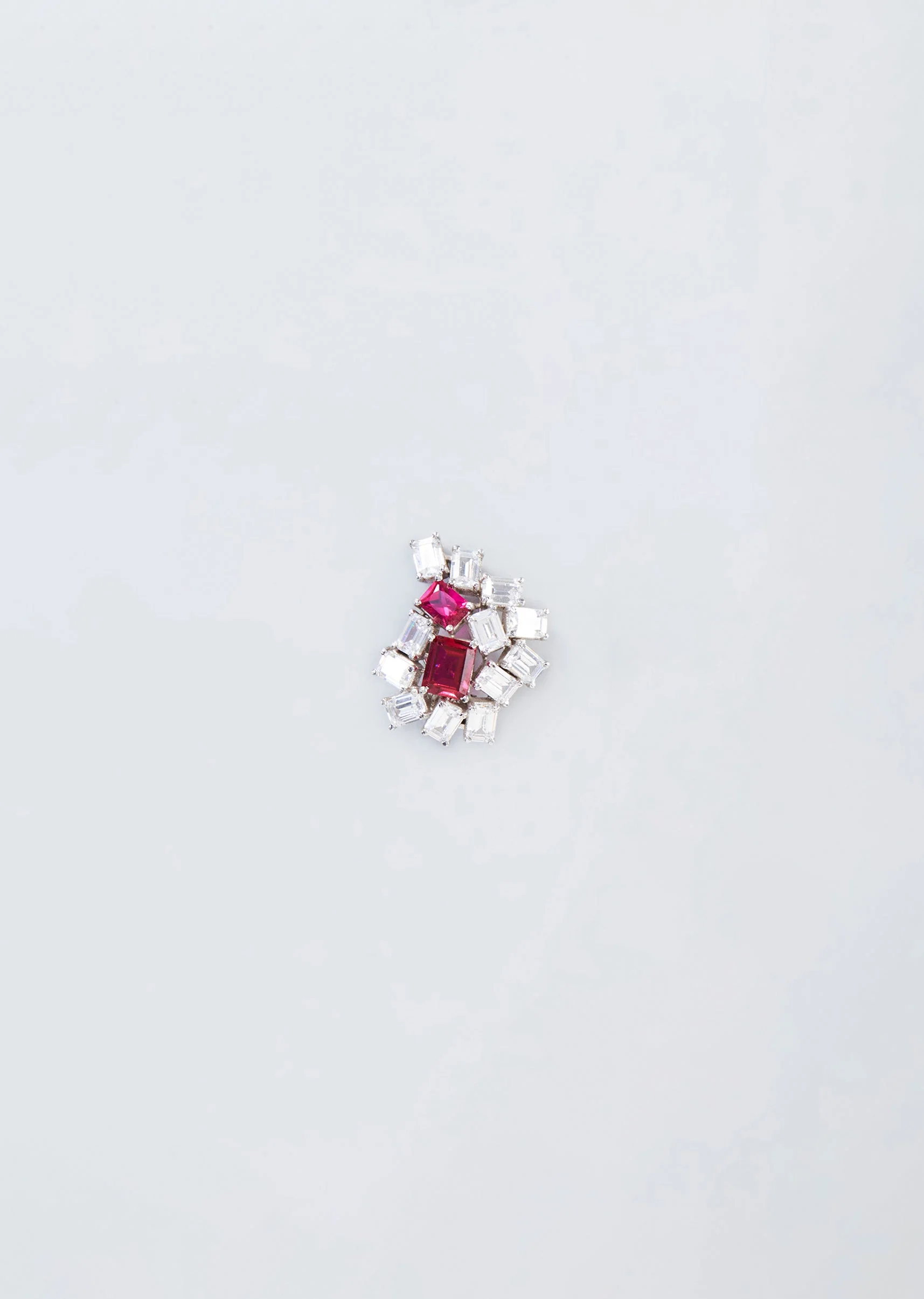 Silver Finish Pink And White Zircon Stud Earrings - Image 2