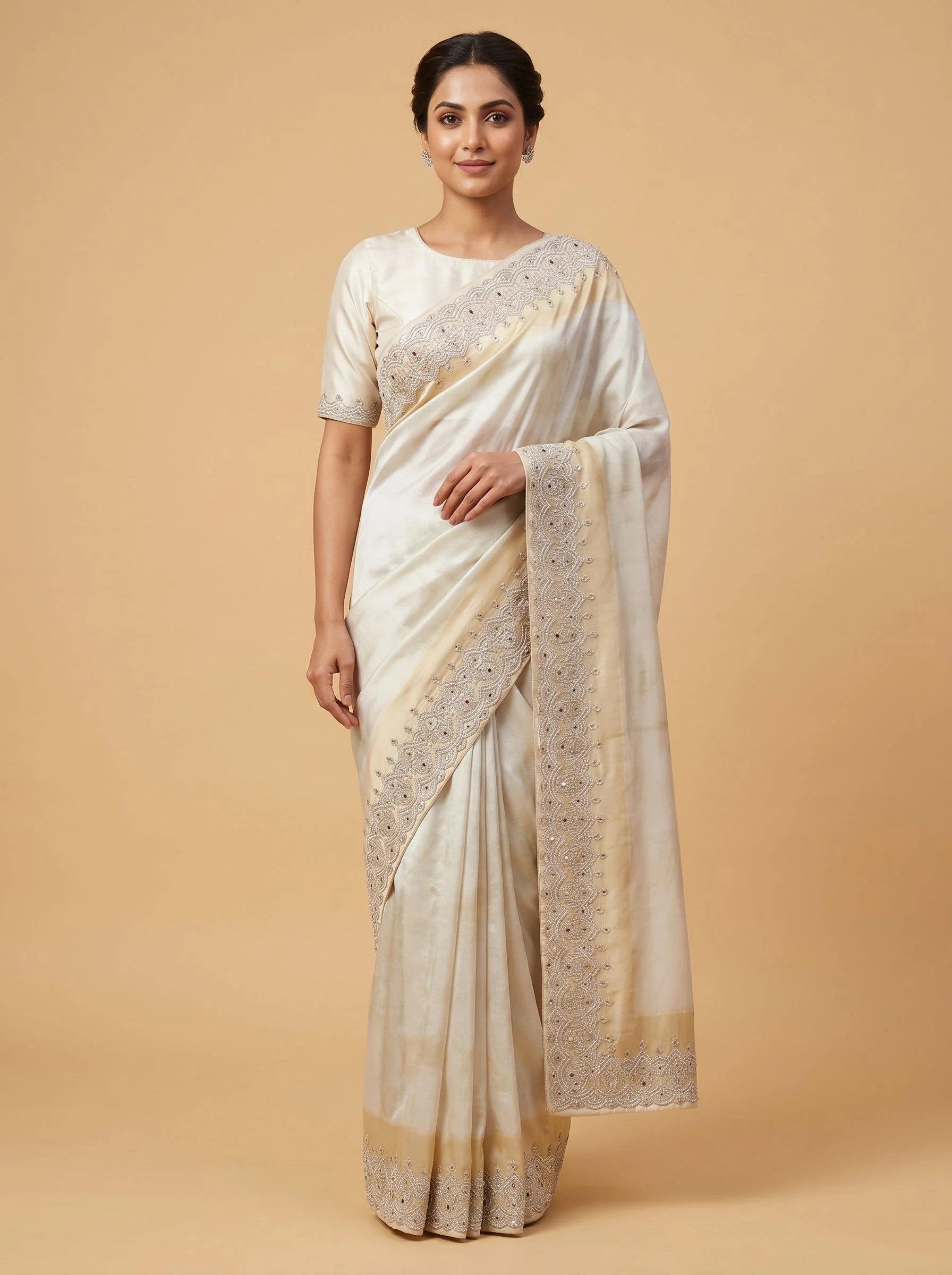 Silver Gold Fusion Embellished Saree