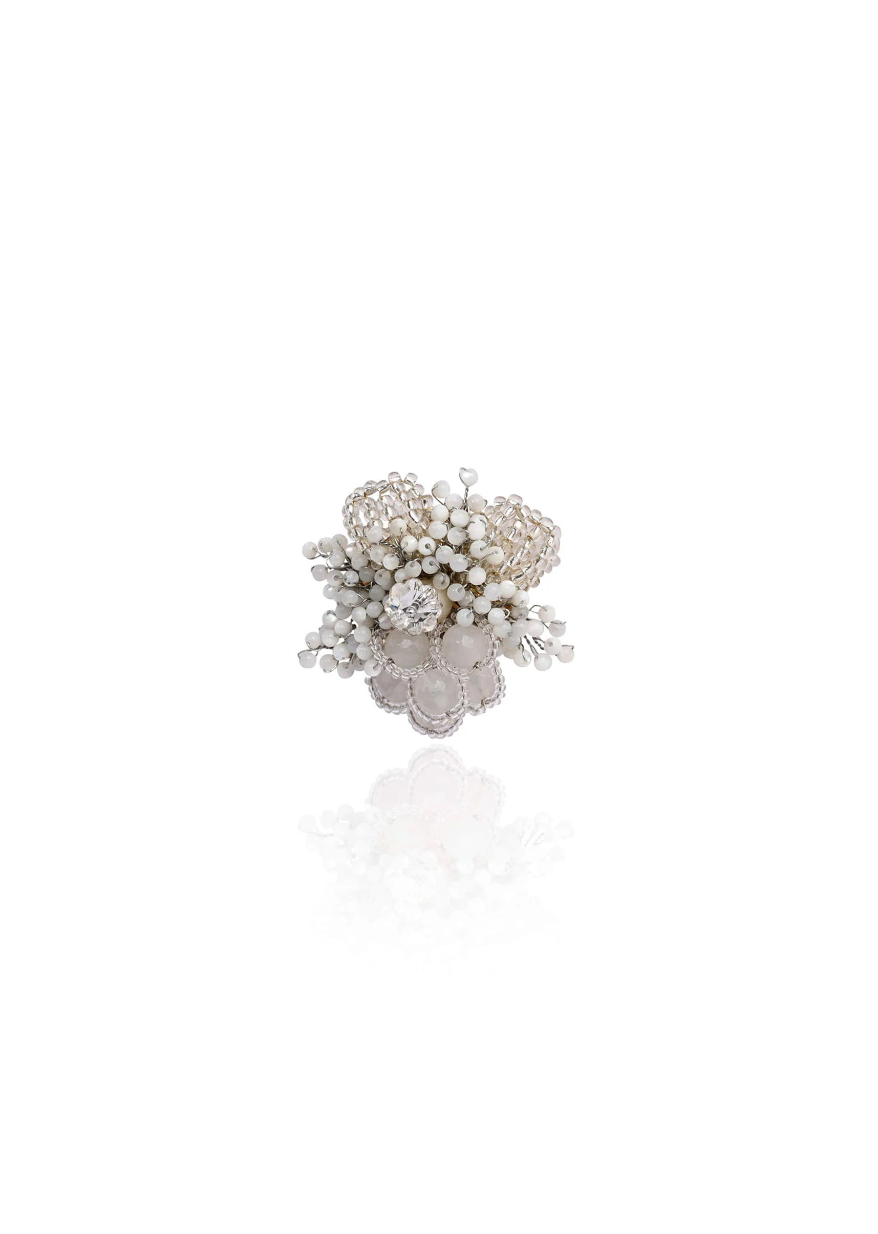 Silver Plated White Floral Stone Earrings - Image 5