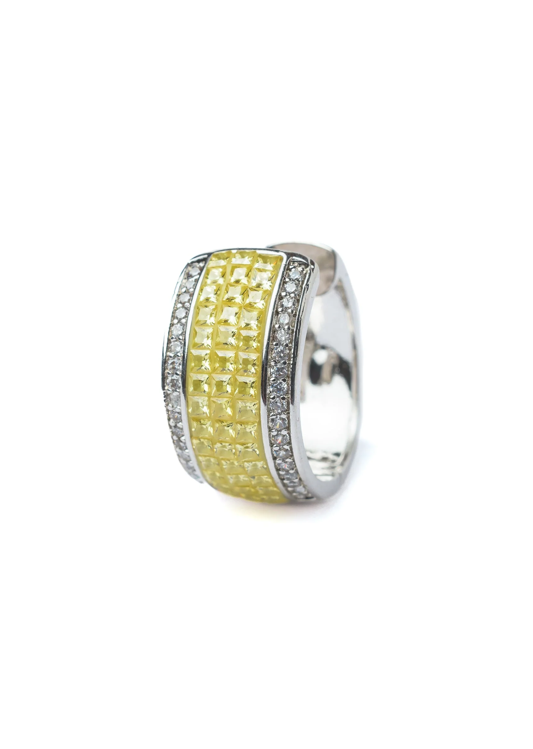 Silver Plated Yellow Hoop Earrings - Image 2