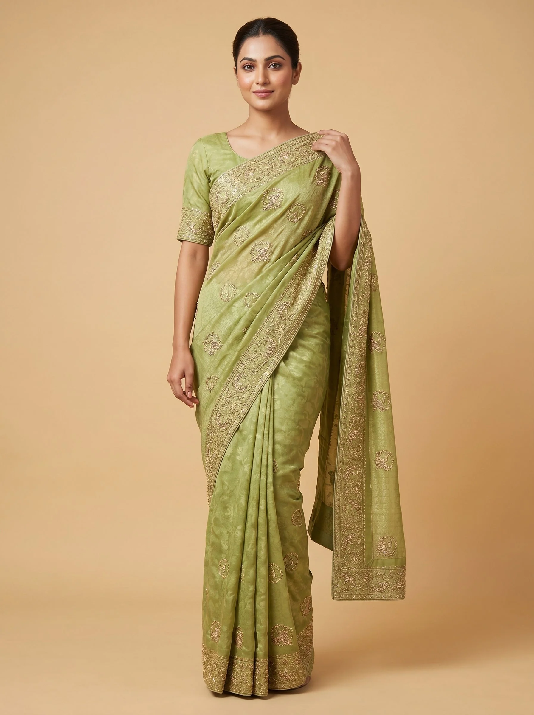 Silver Prism Embroidery Saree