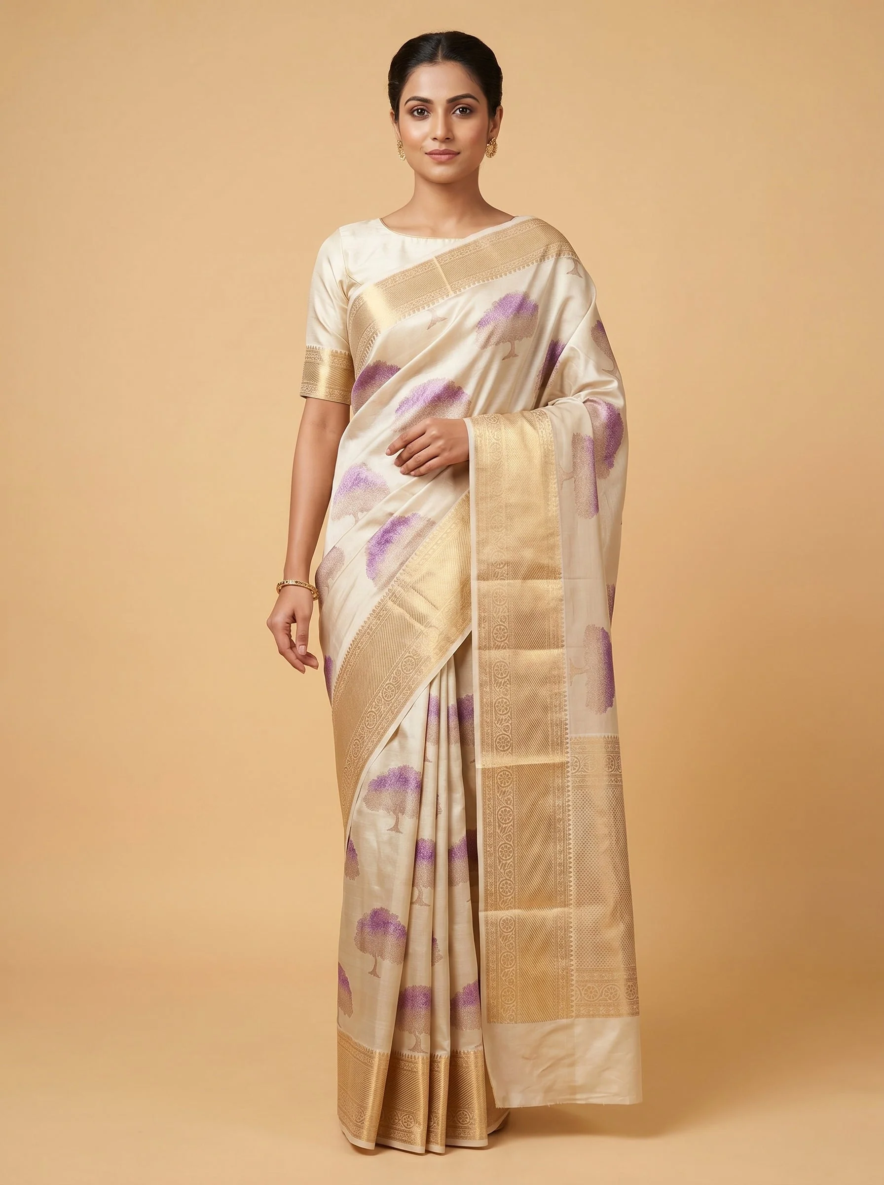 Silver Purple Haze Handloom Saree