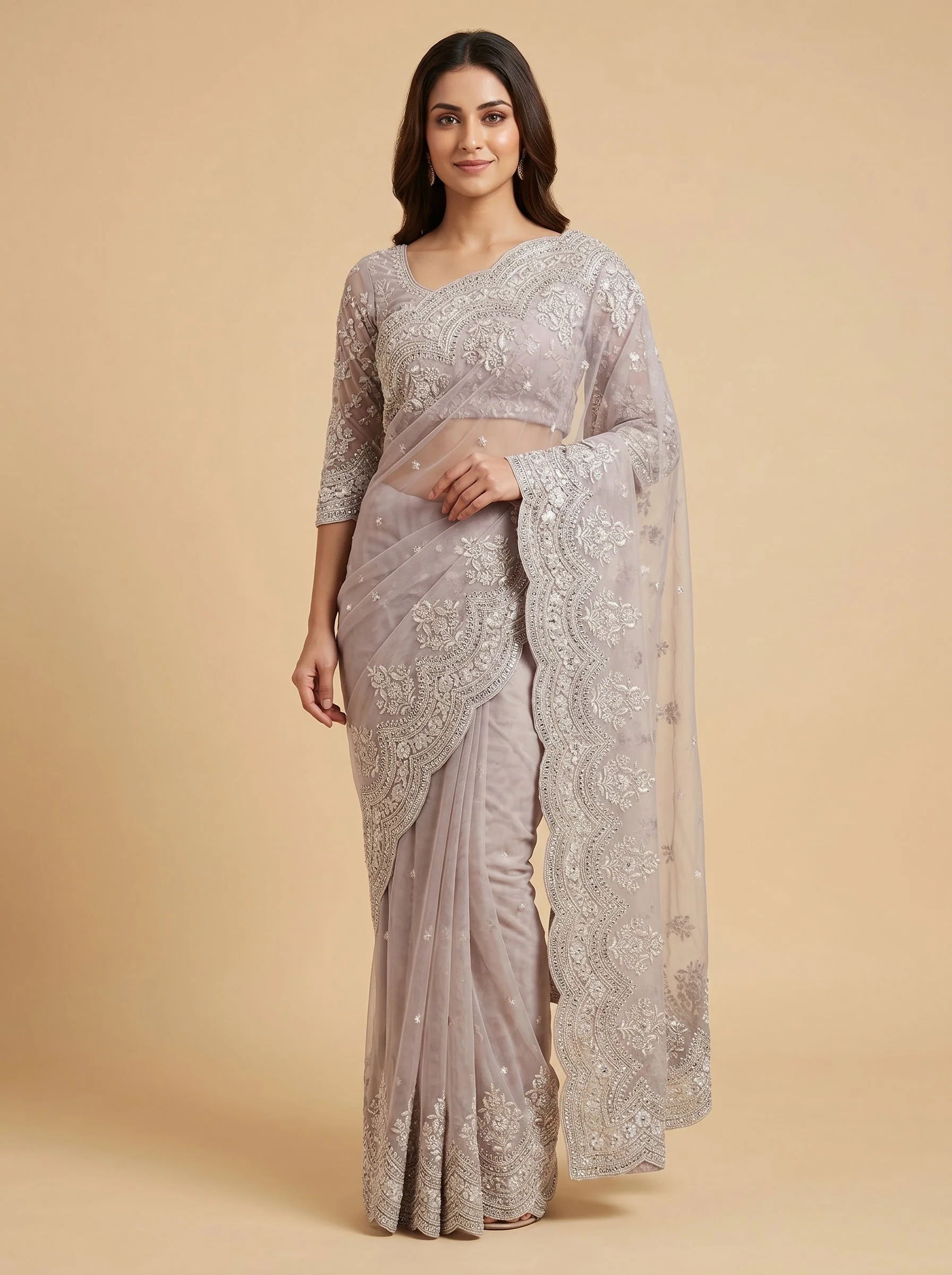 Silver Sheen Elegance Saree