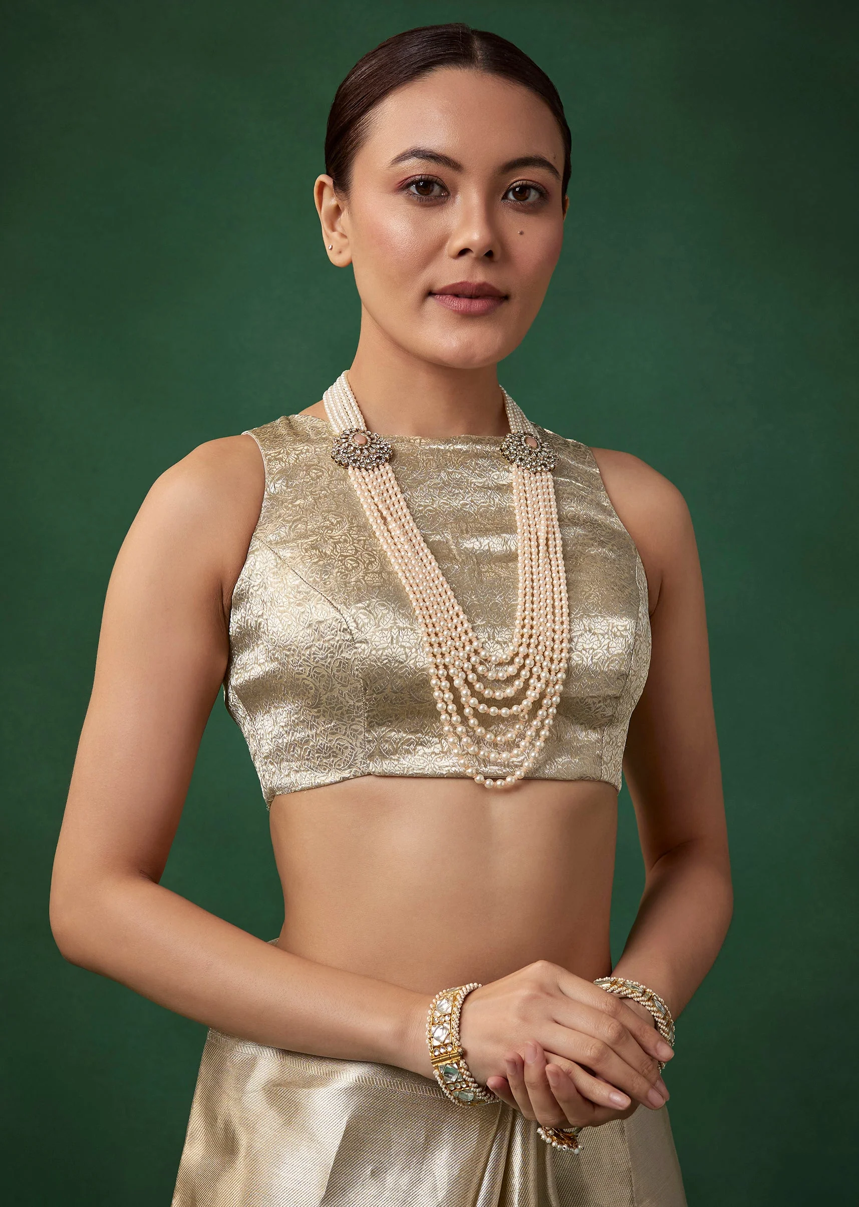Silver Tissue Silk Woven Saree with Unstitched Brocade Blouse - Image 8