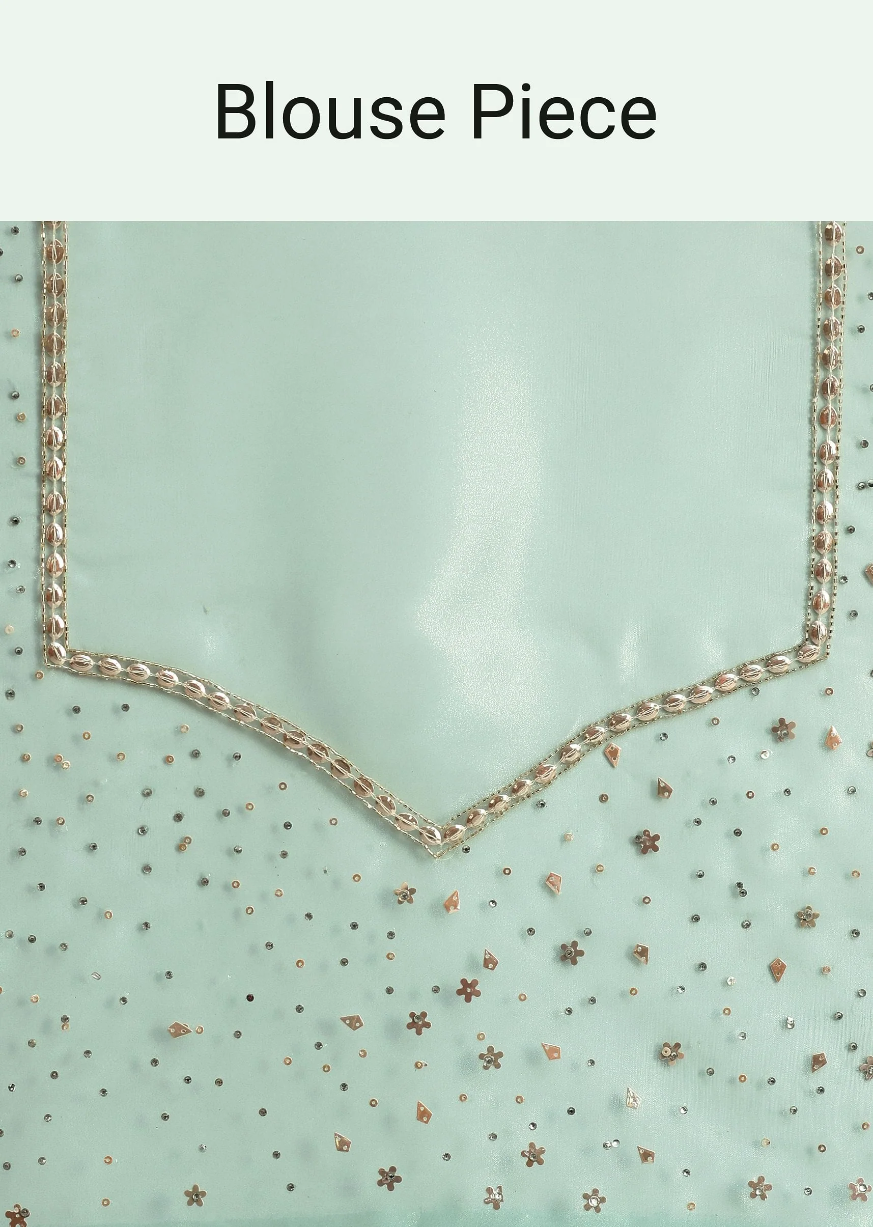 Sky Blue Embroidered Tissue Saree With Unstitched Blouse - Image 10