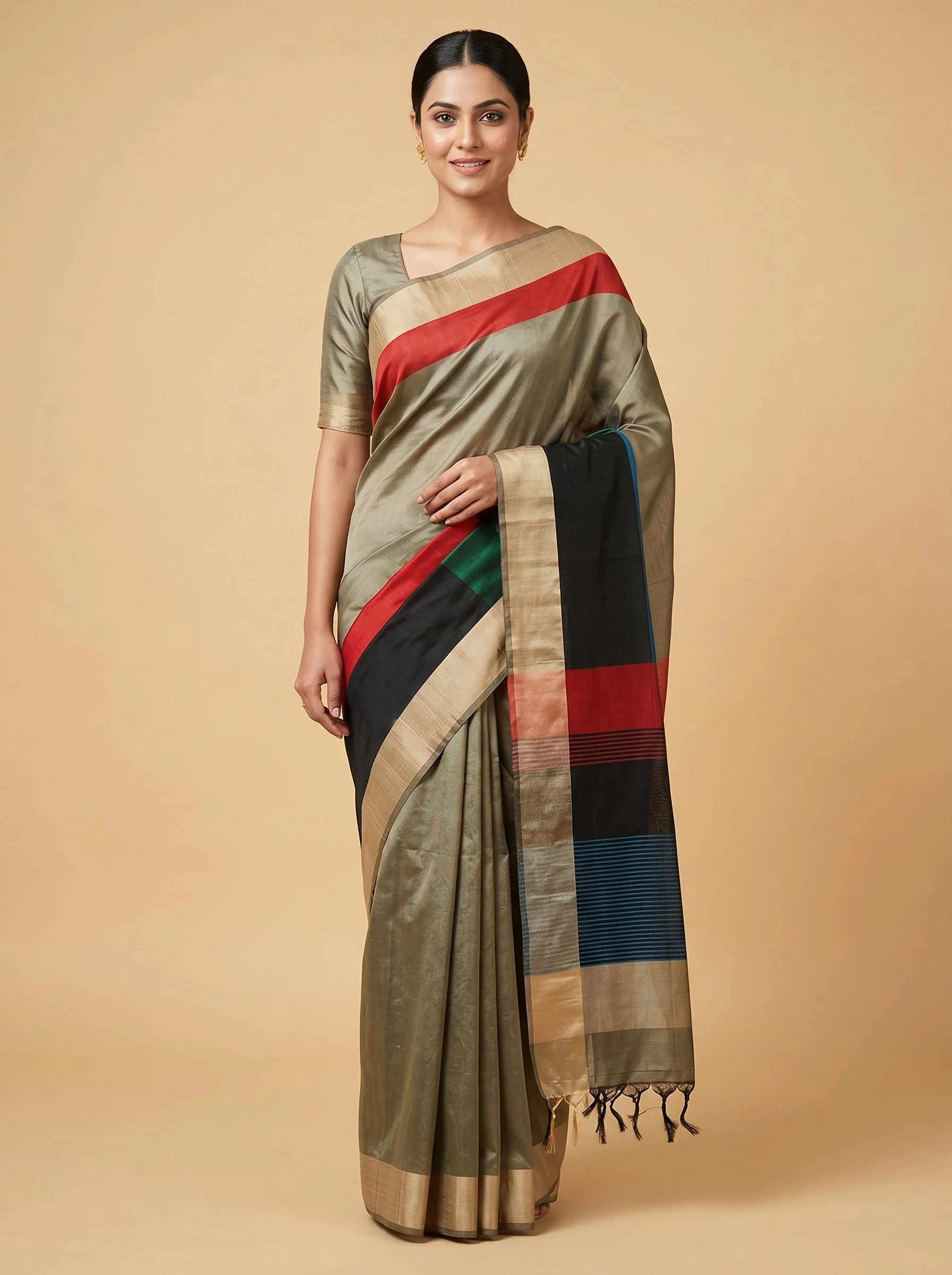Slate Grey Elegance Saree