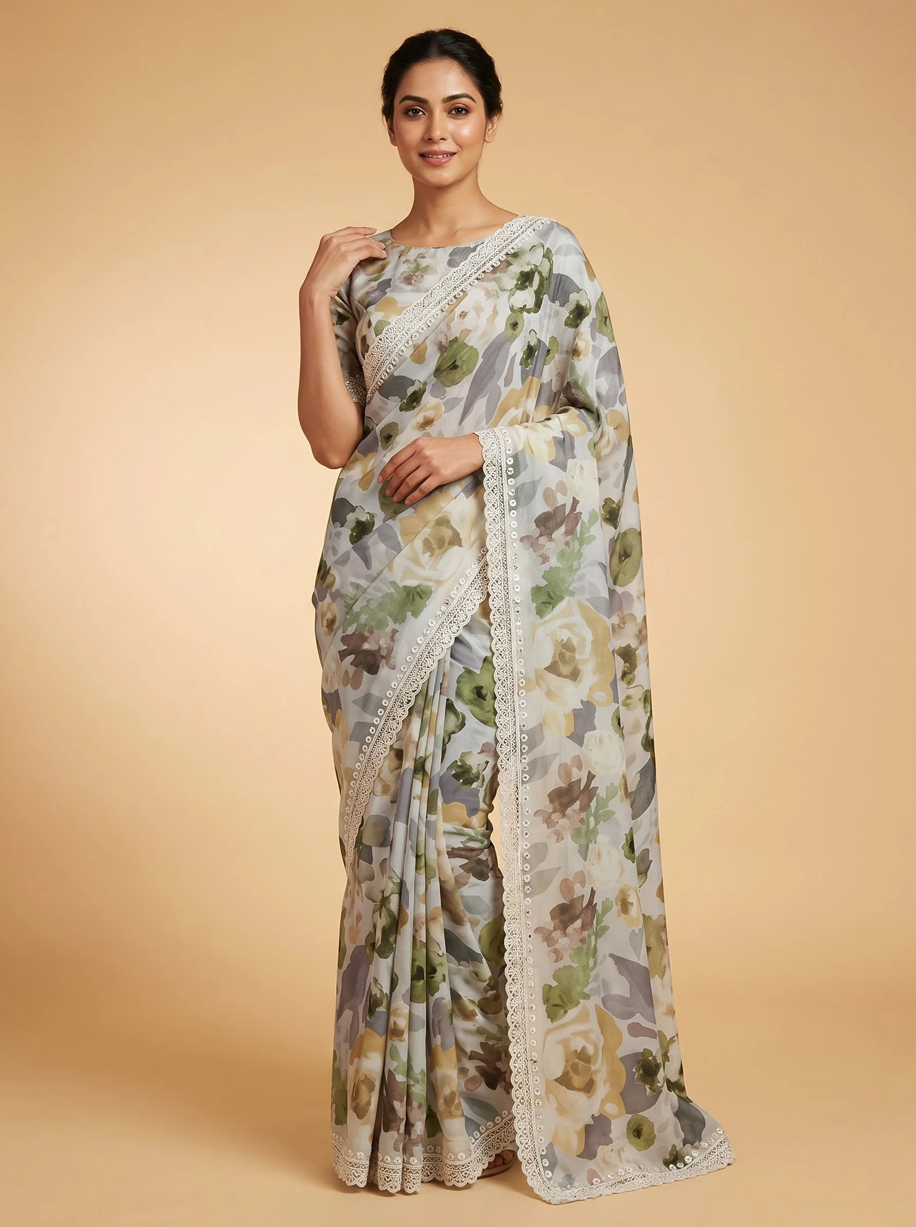 Slate Grey Glow Saree