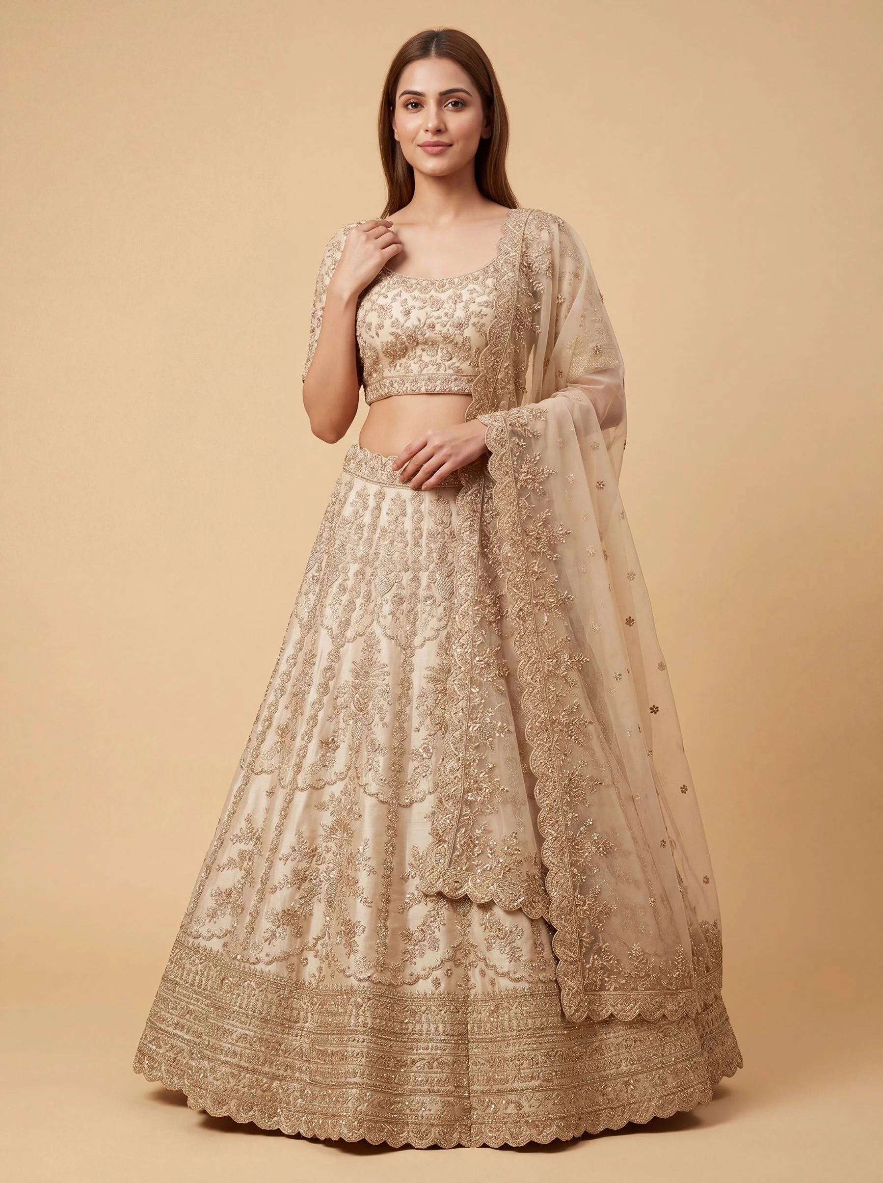 Soft Beige Ceremony Lehenga
