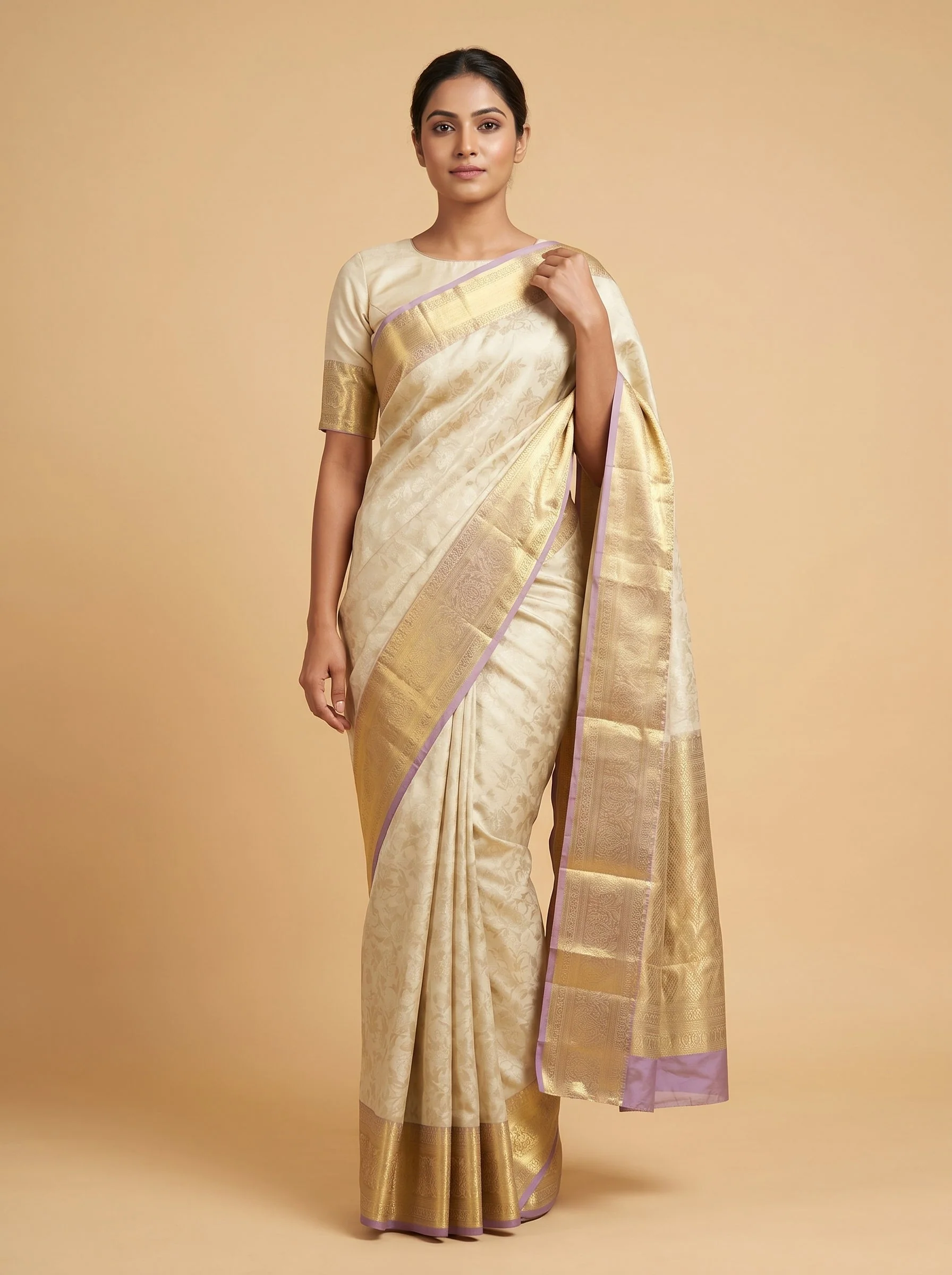 Soft Beige Handloom Saree