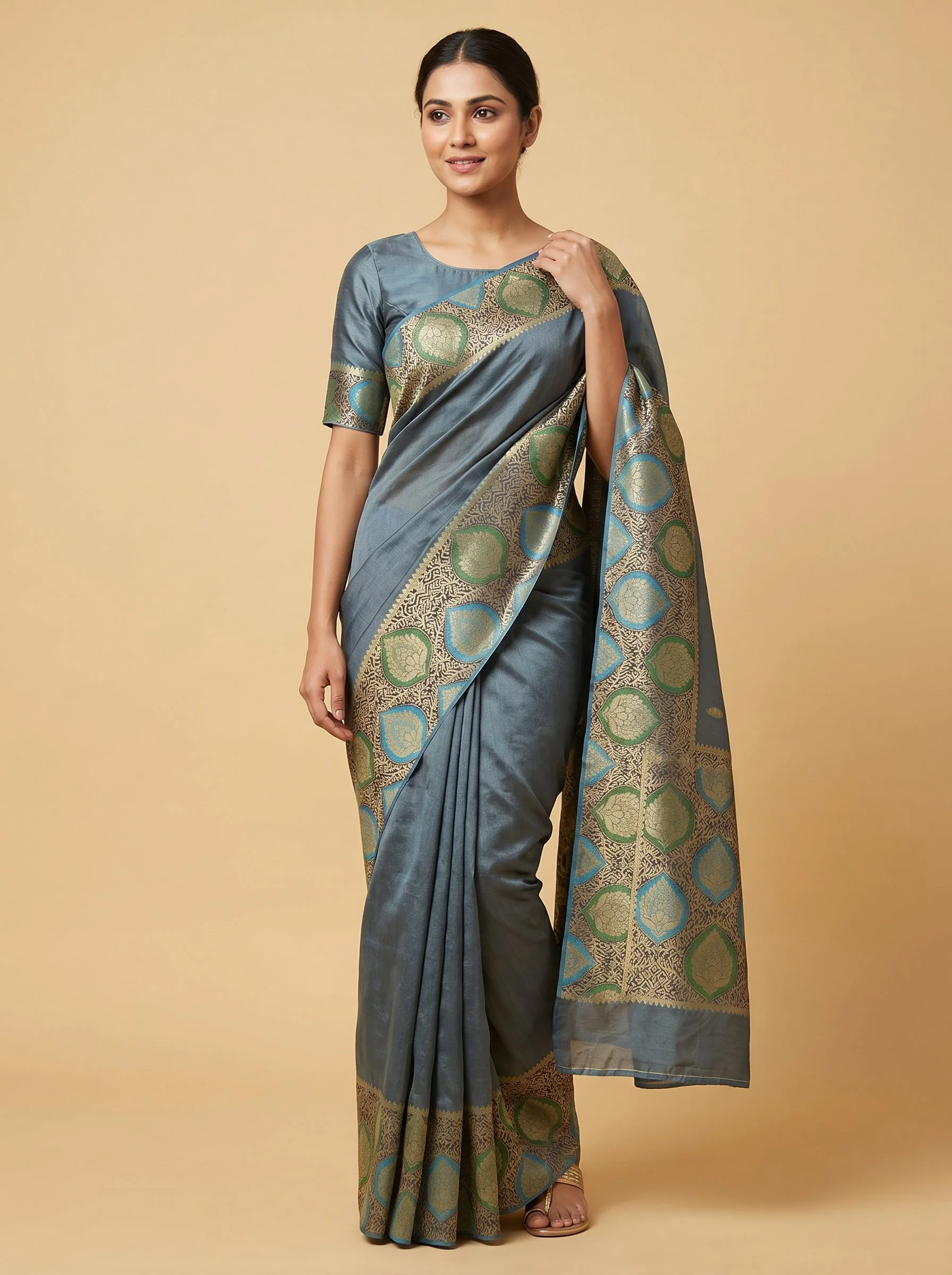 Soft Grey Charm Handloom Saree