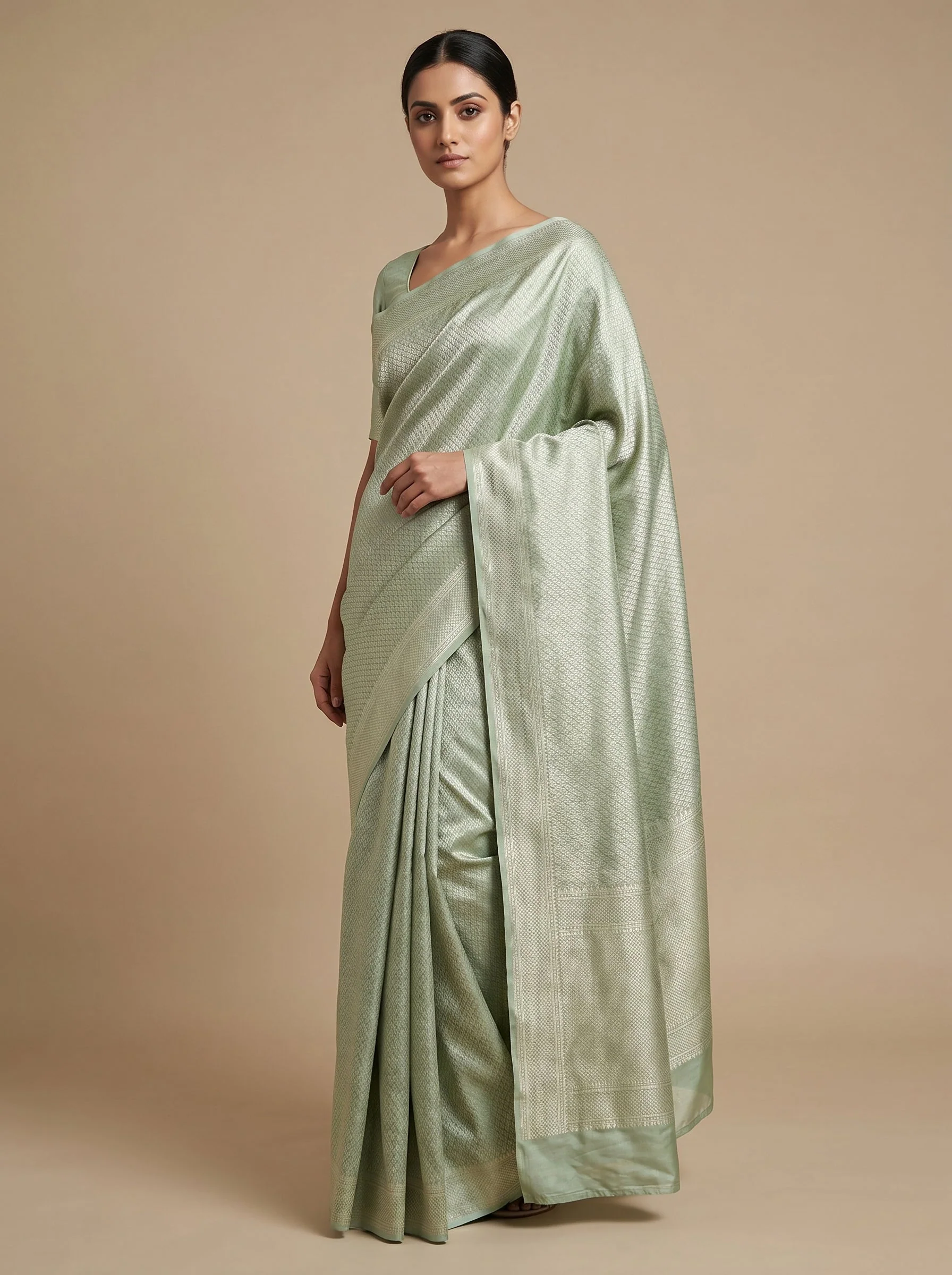 Soft Mint Pista Handloom Saree