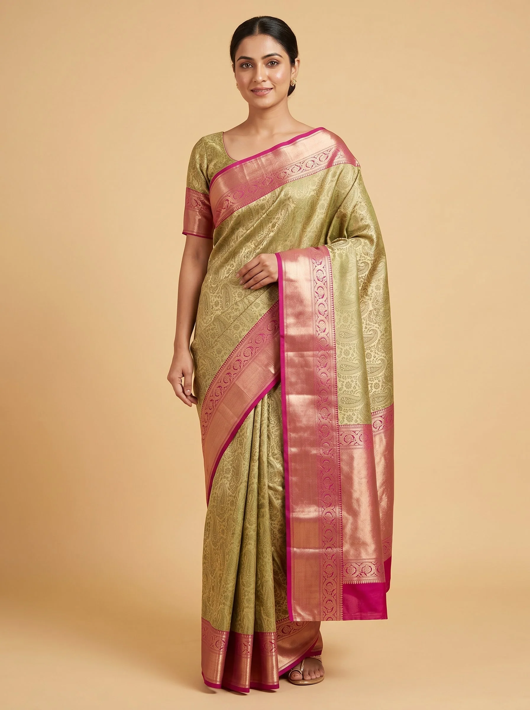 Soft Sheen Beige Handloom Saree