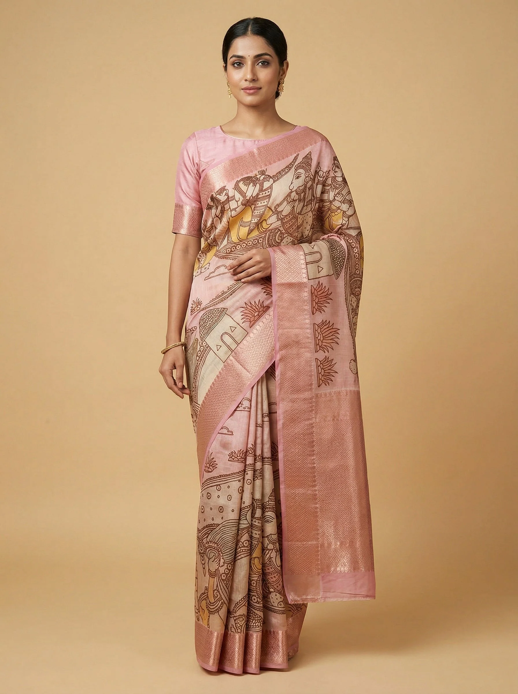 Sorbet Pink Printed Saree