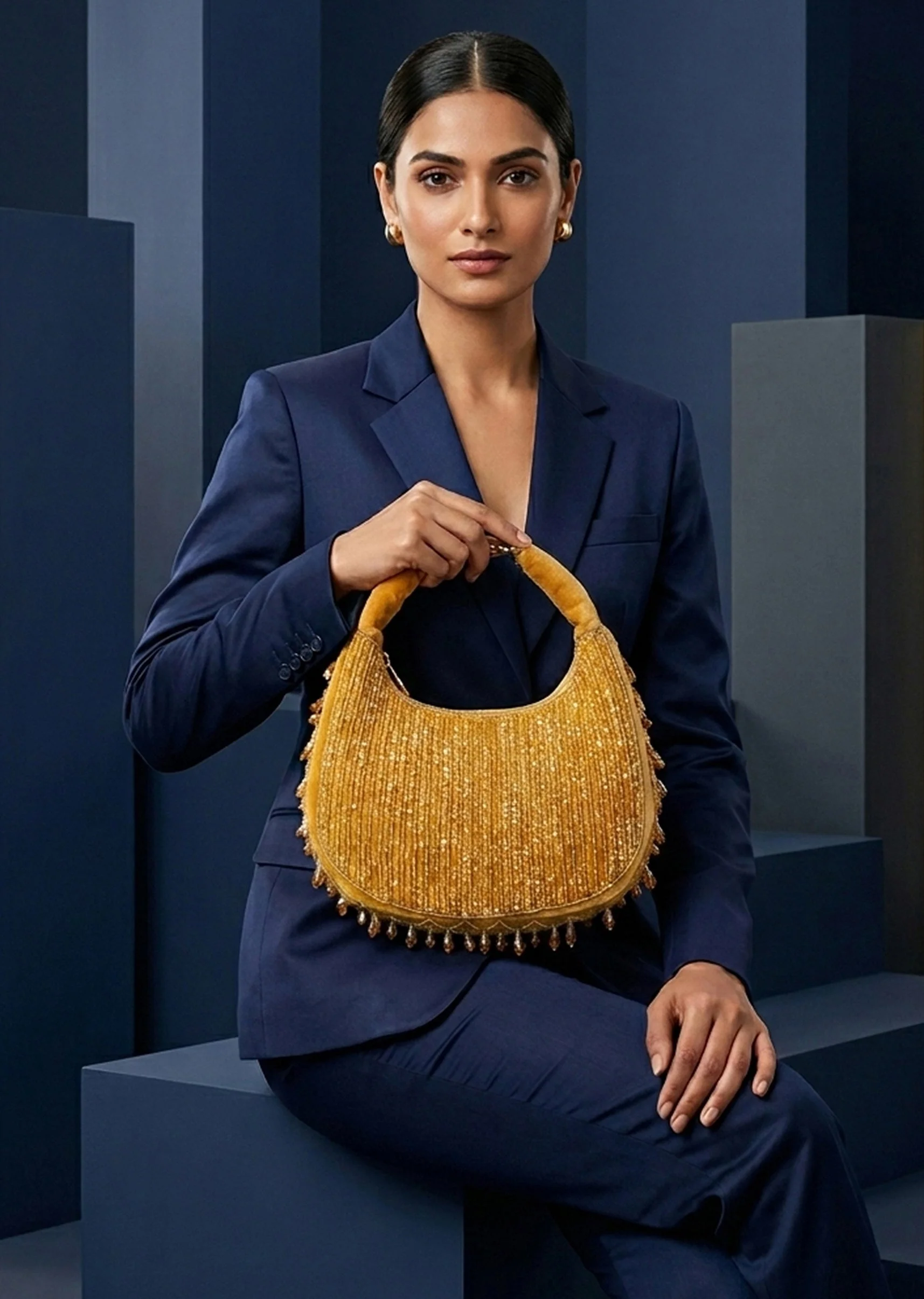Statement Gold Beaded Clutch - Image 4