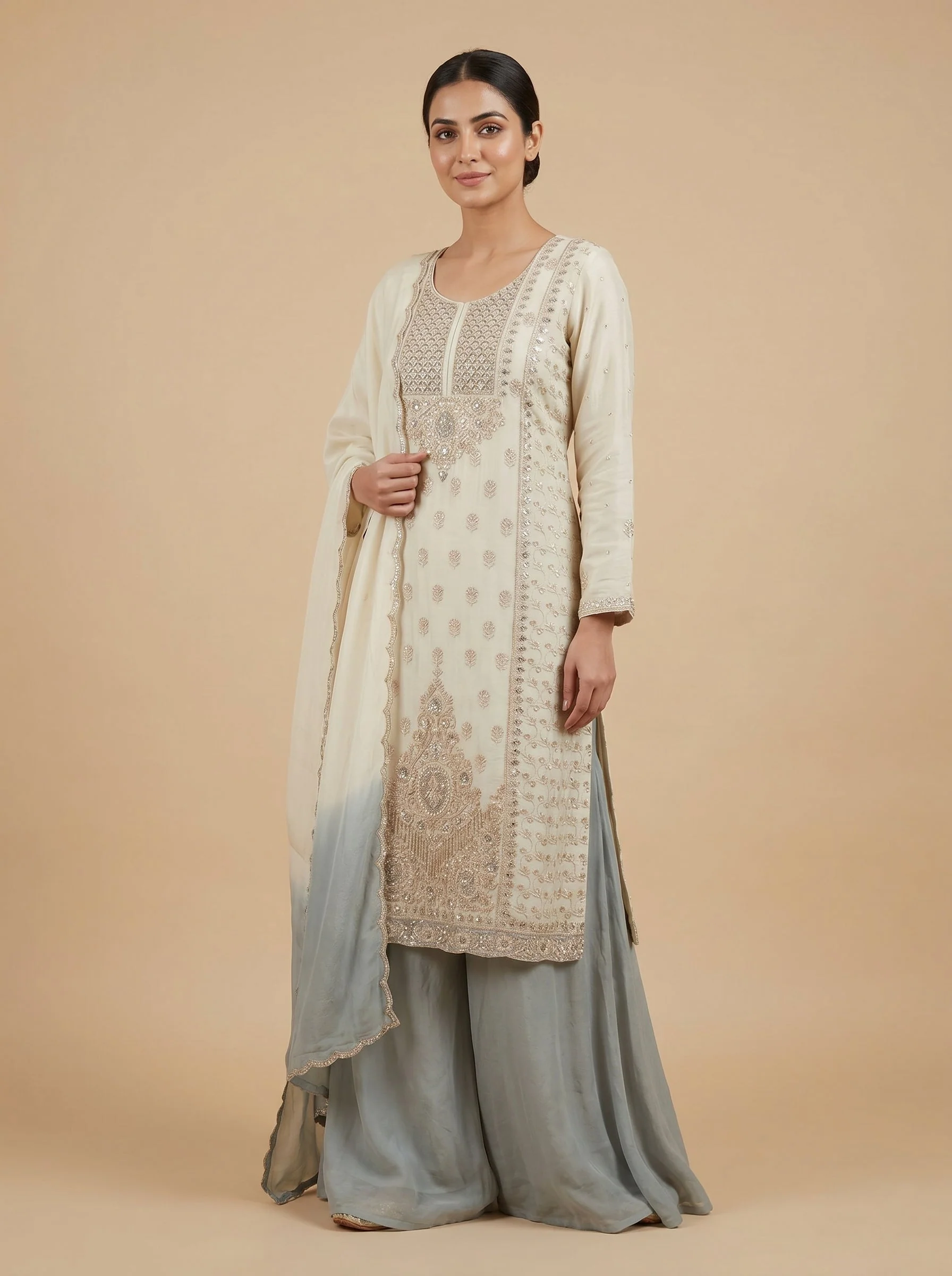Steel Grey Palazzo Set