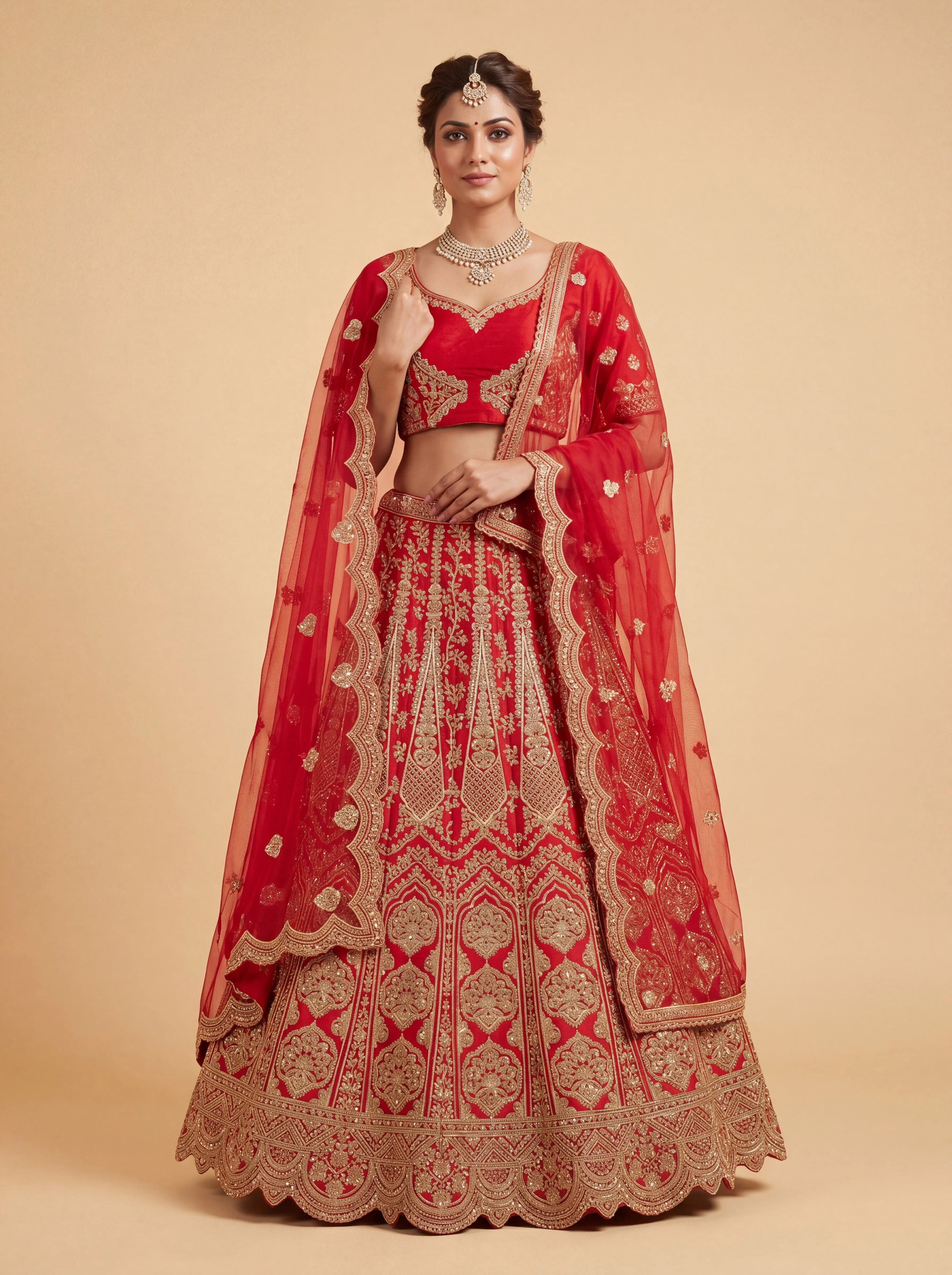 Striking Red Bridal Lehenga