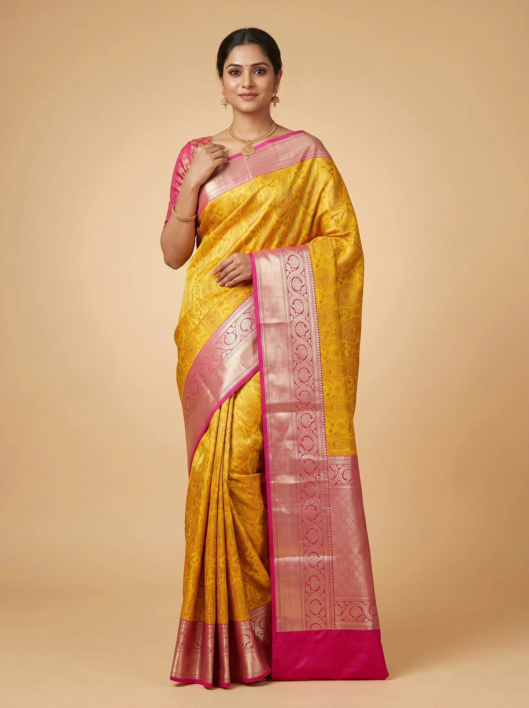 Sunrise Blend Mustard Handloom Saree