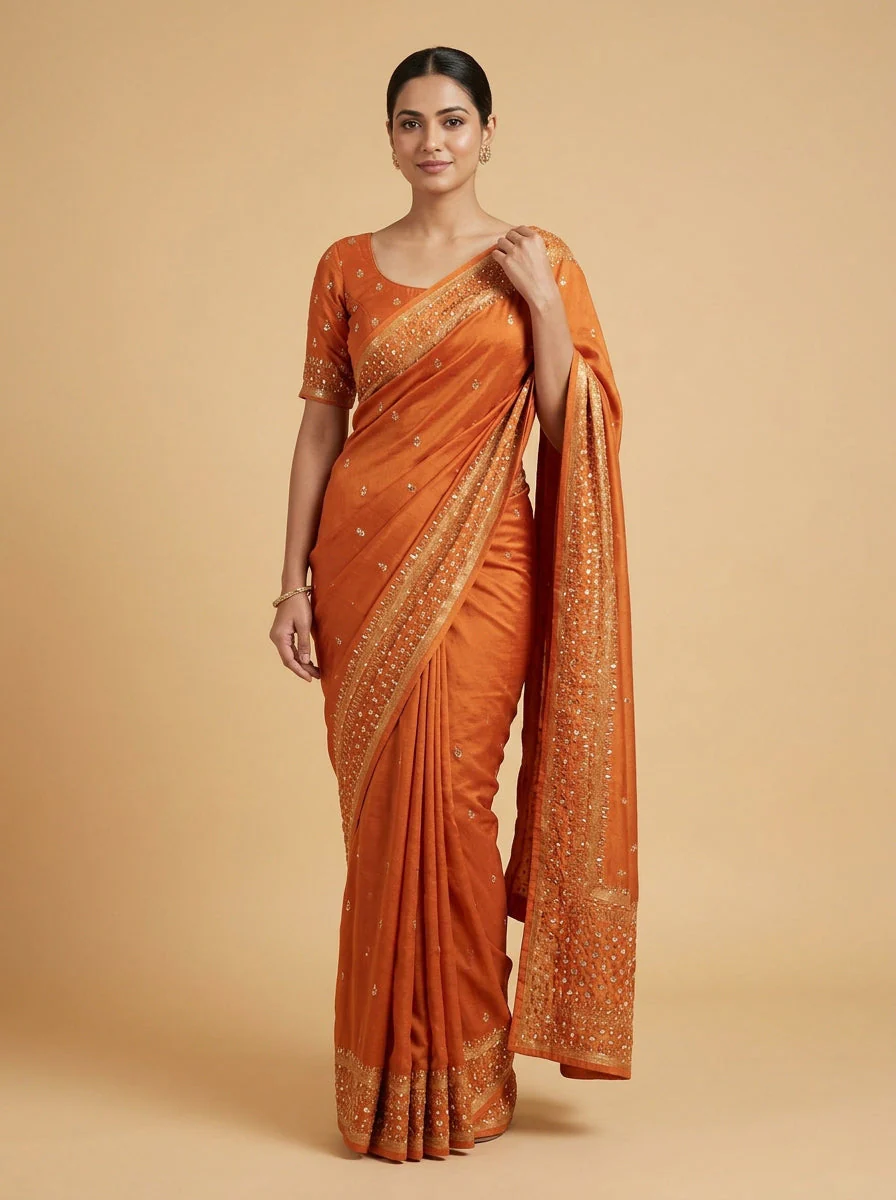 Sunset Orange Golden Hour Saree