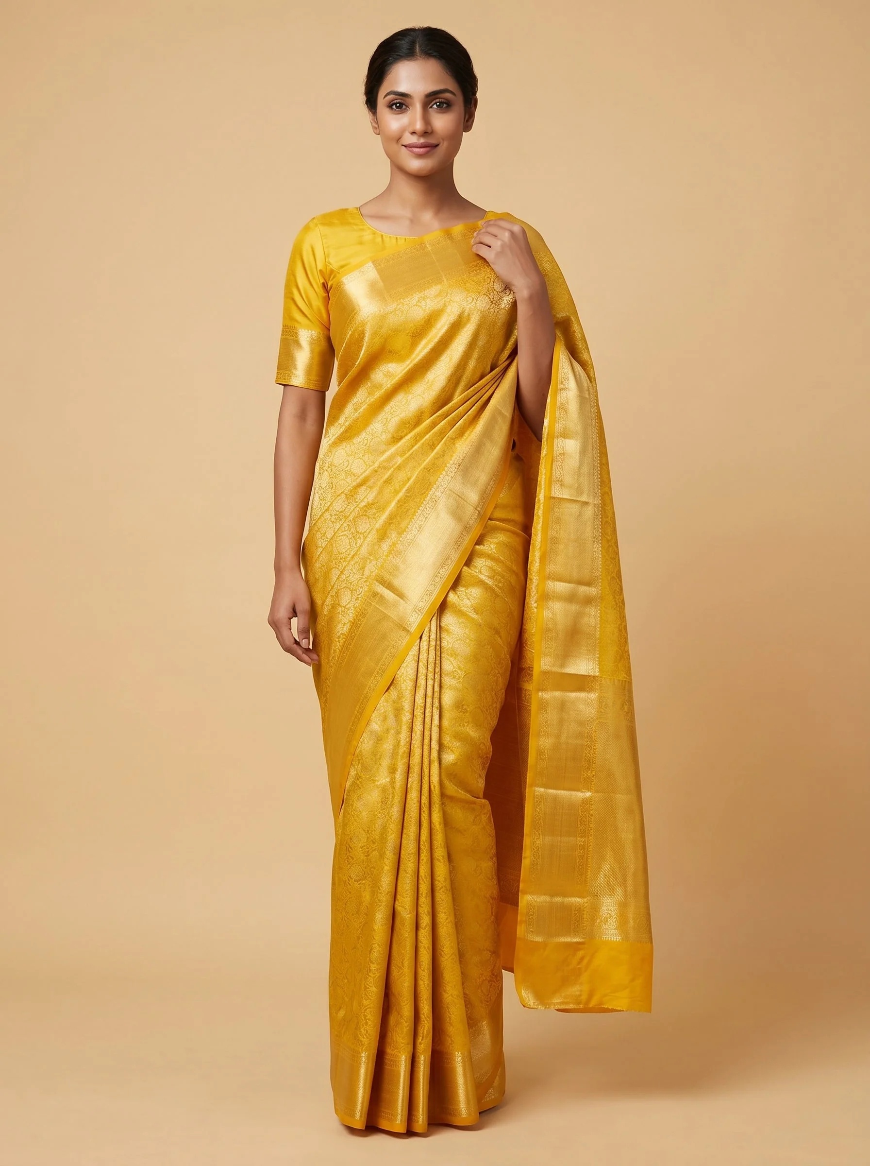 Sunshine Glow Yellow Handloom Saree