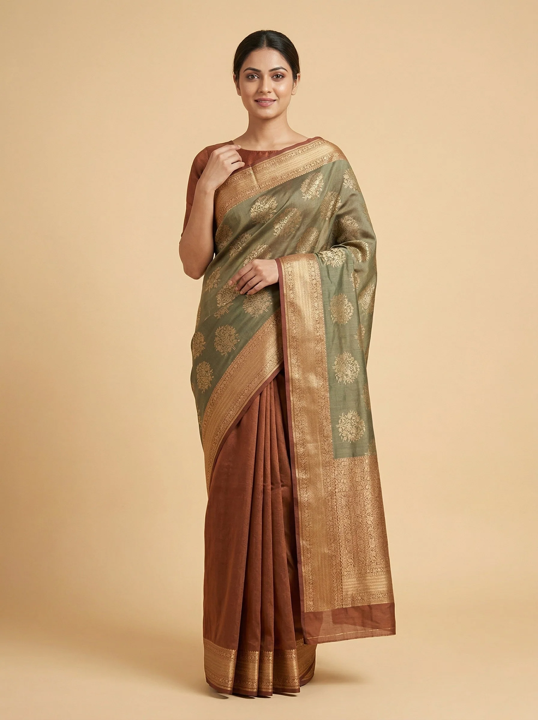 Taupe Handloom Saree