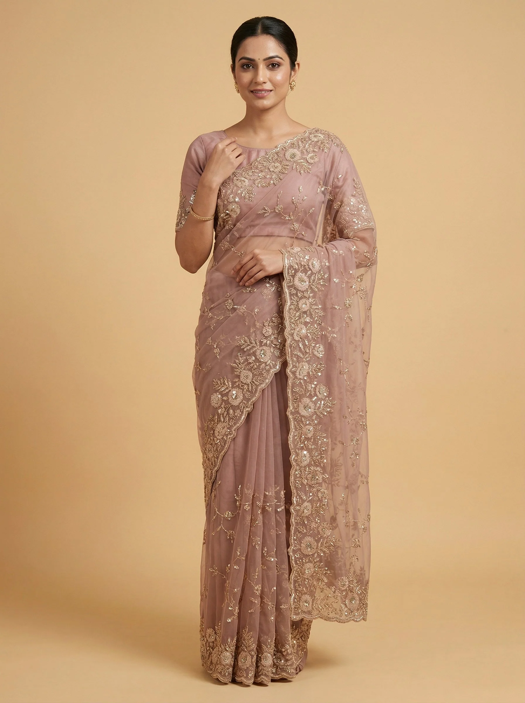Taupe Mouse Handloom Saree