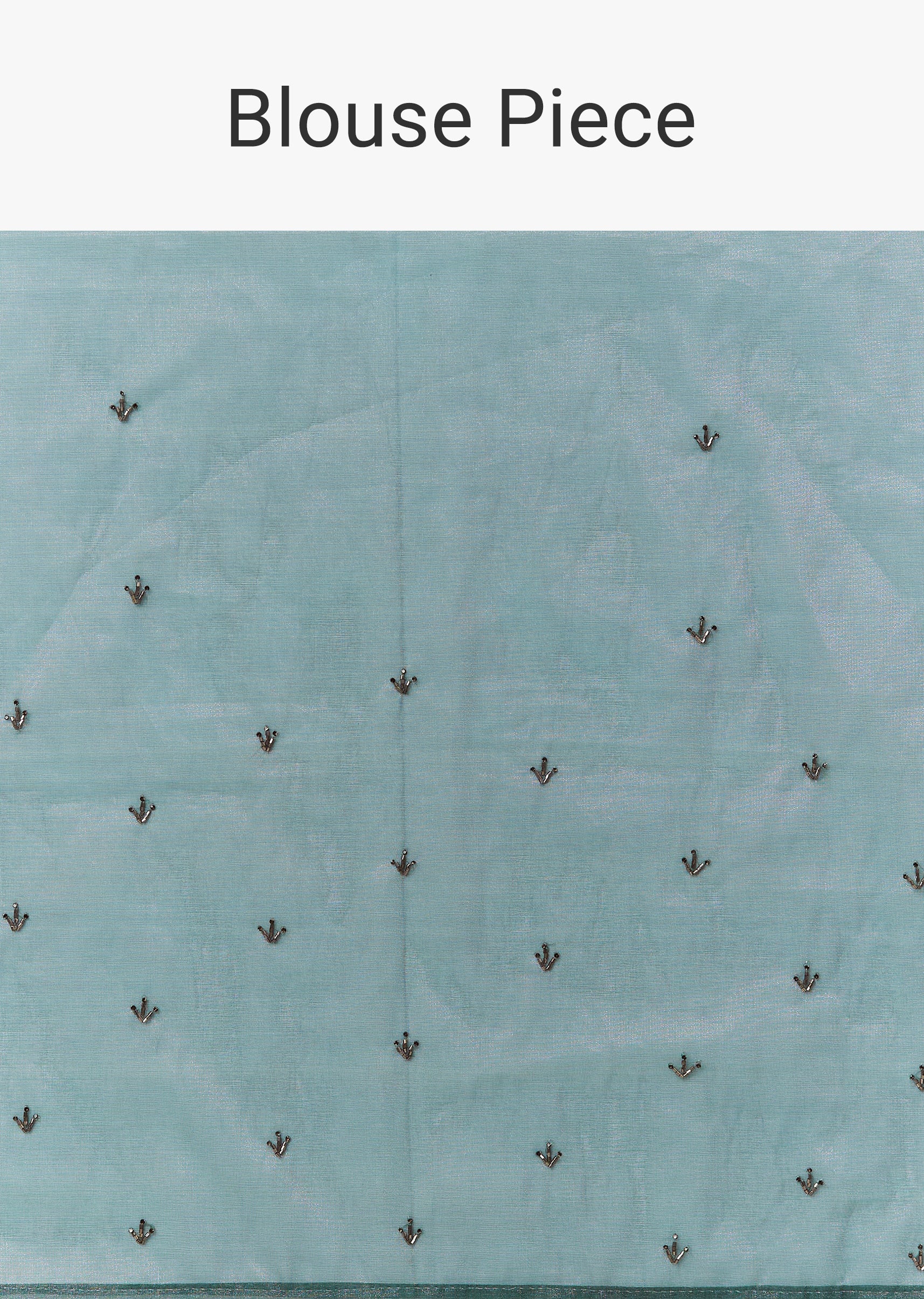 Teal Blue Net Saree With Zigzag Cutwork Border And Sequin Embroidery - Image 8