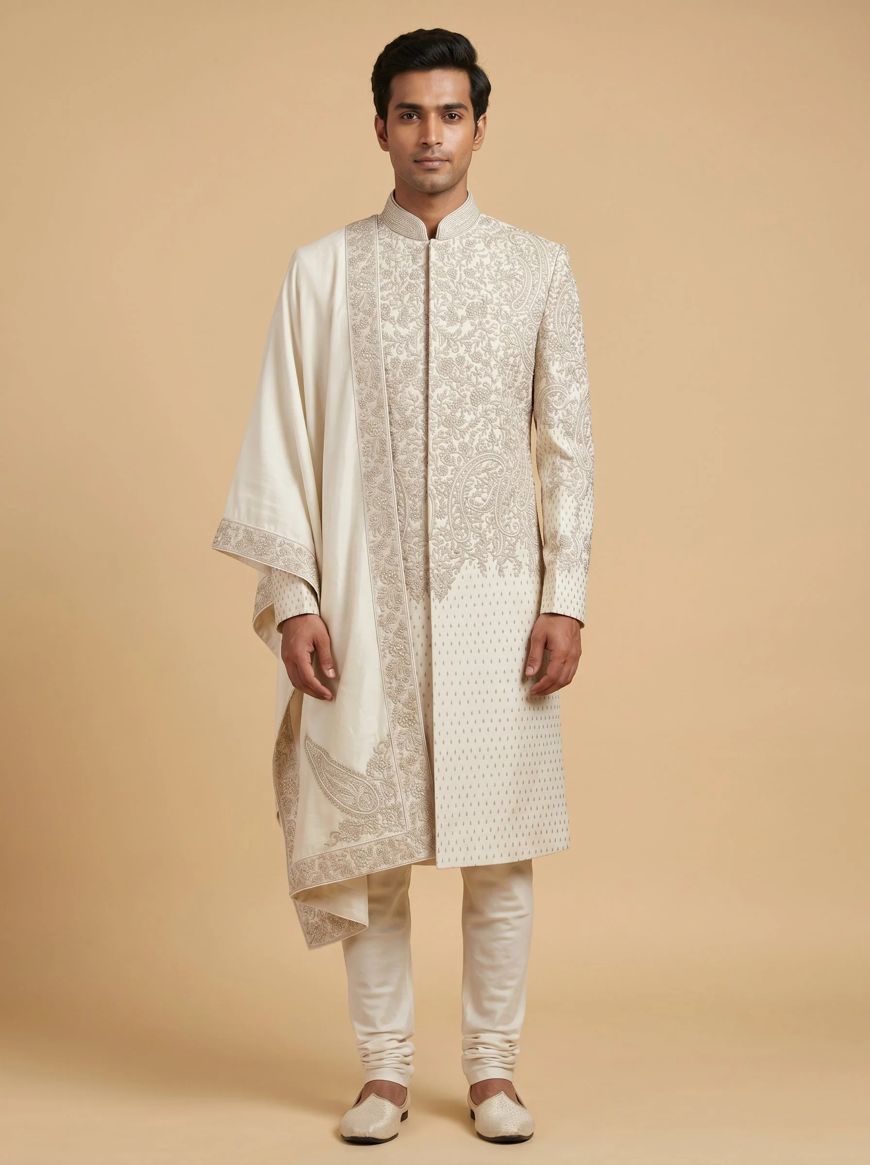 Timeless beige sherwani