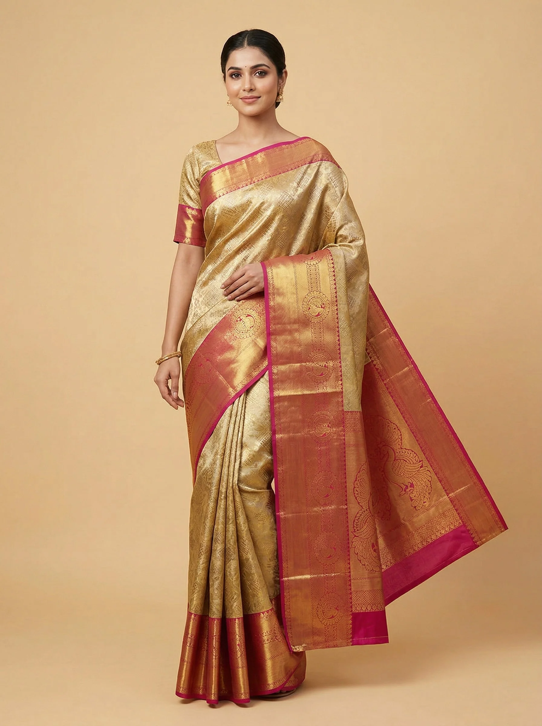 Trophy Gold Handloom Saree