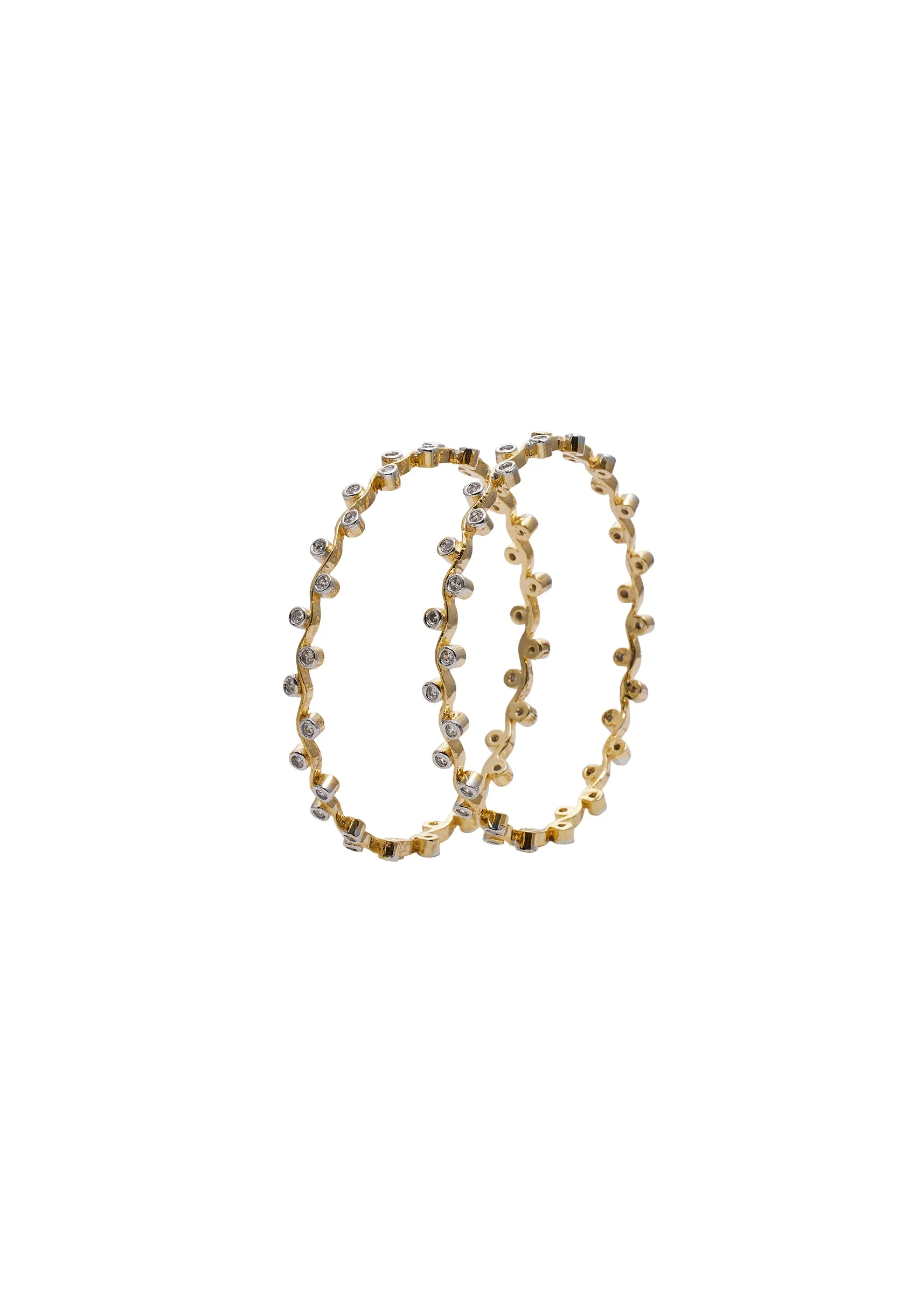 Two Tone Vine CZ Bangle Set - Image 2