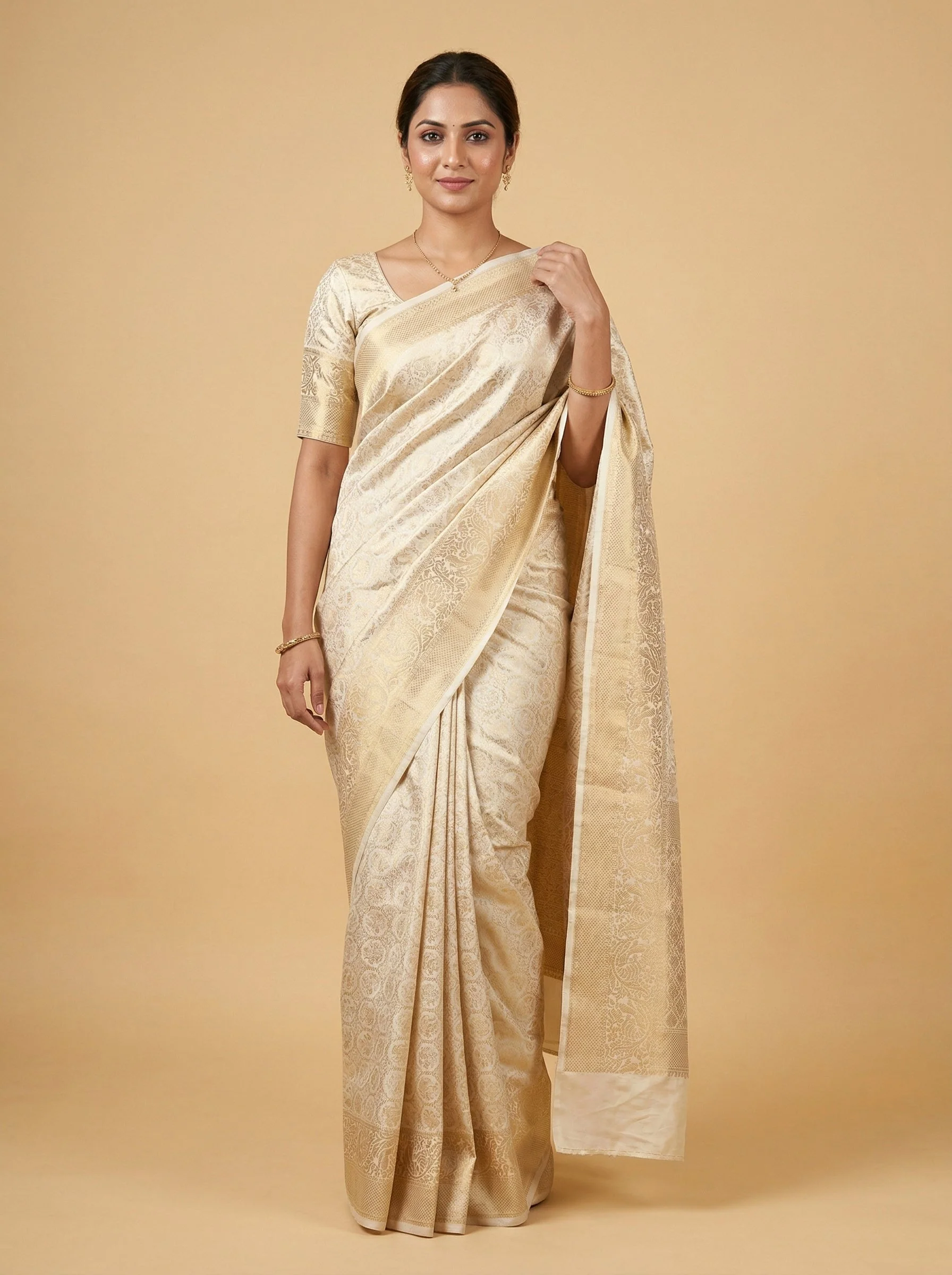 Vanilla Cream Handloom Saree
