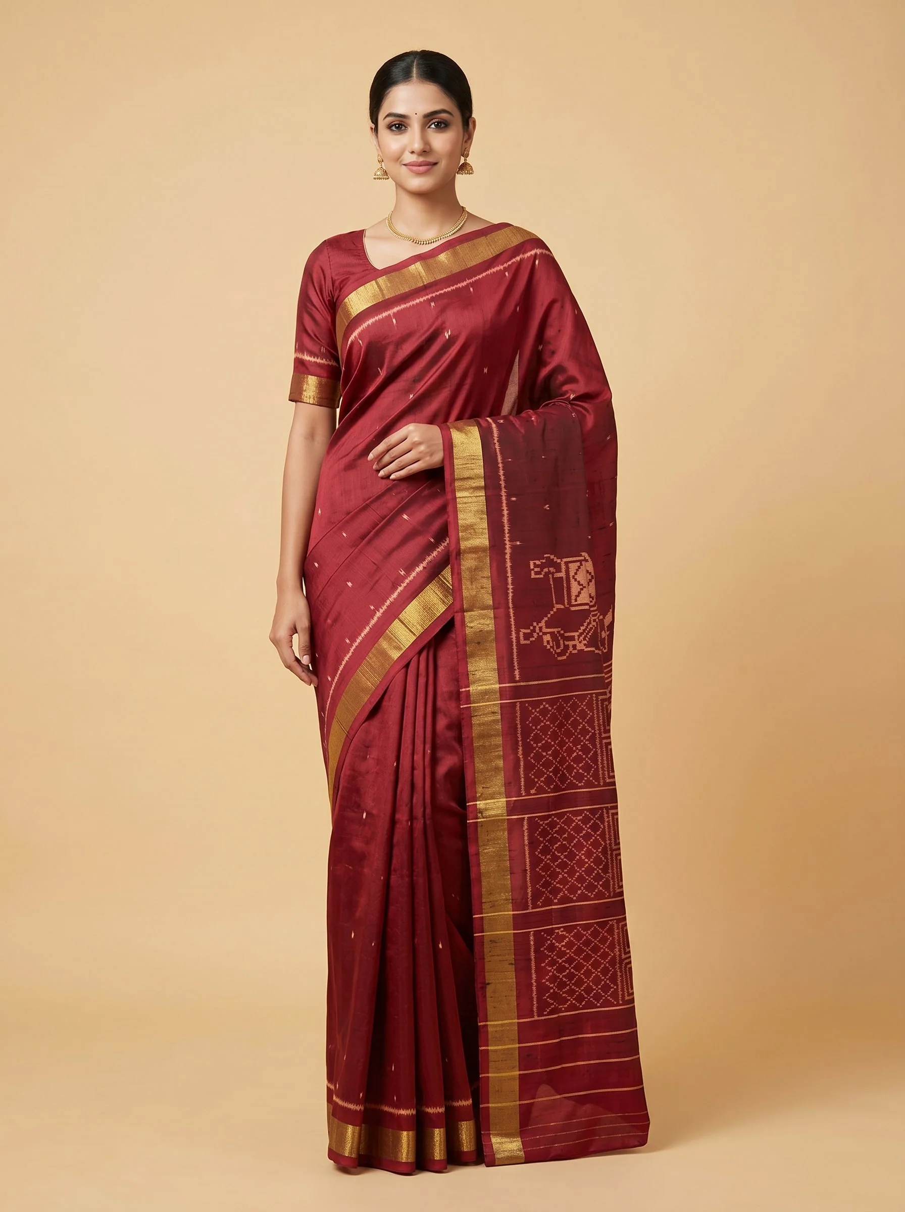 Velvet Maroon Glow Saree