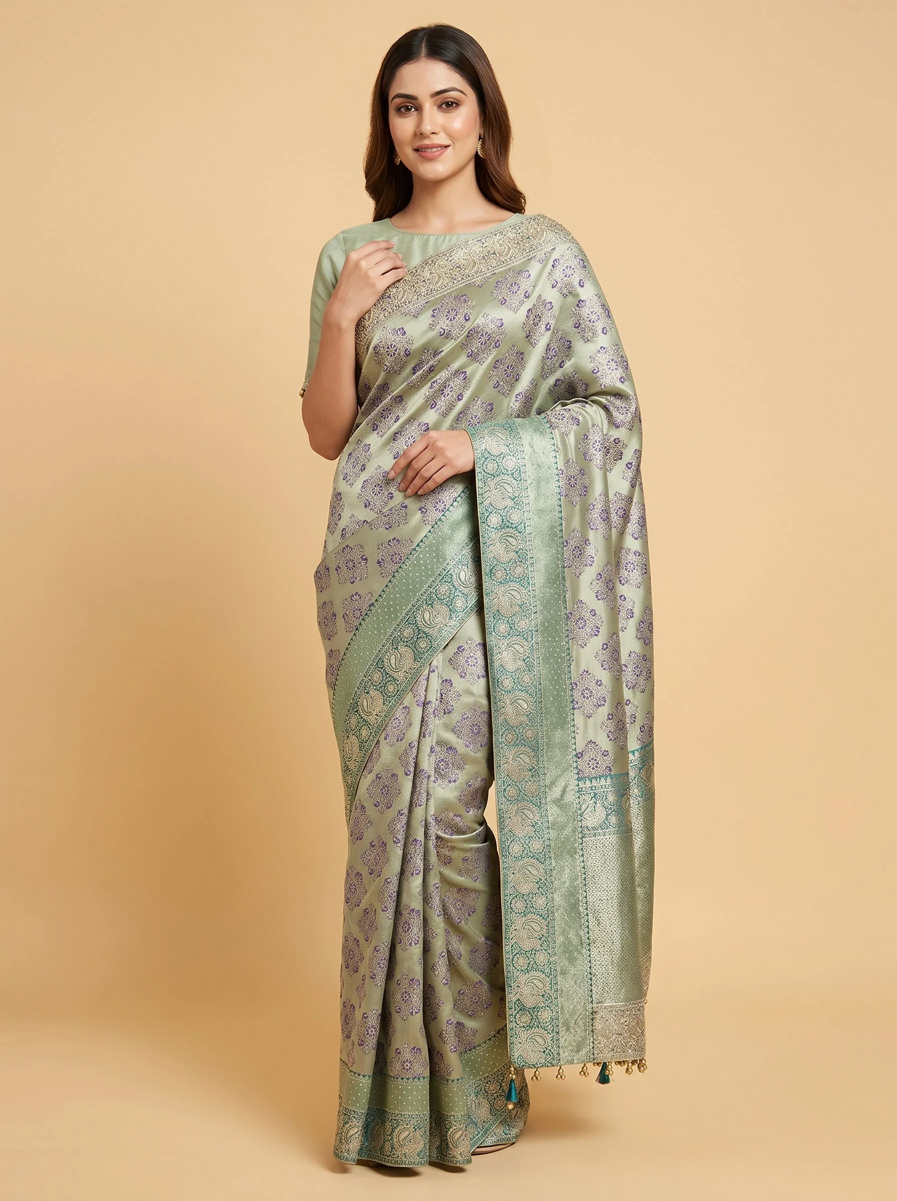 Velvet Purple Embroidered Saree