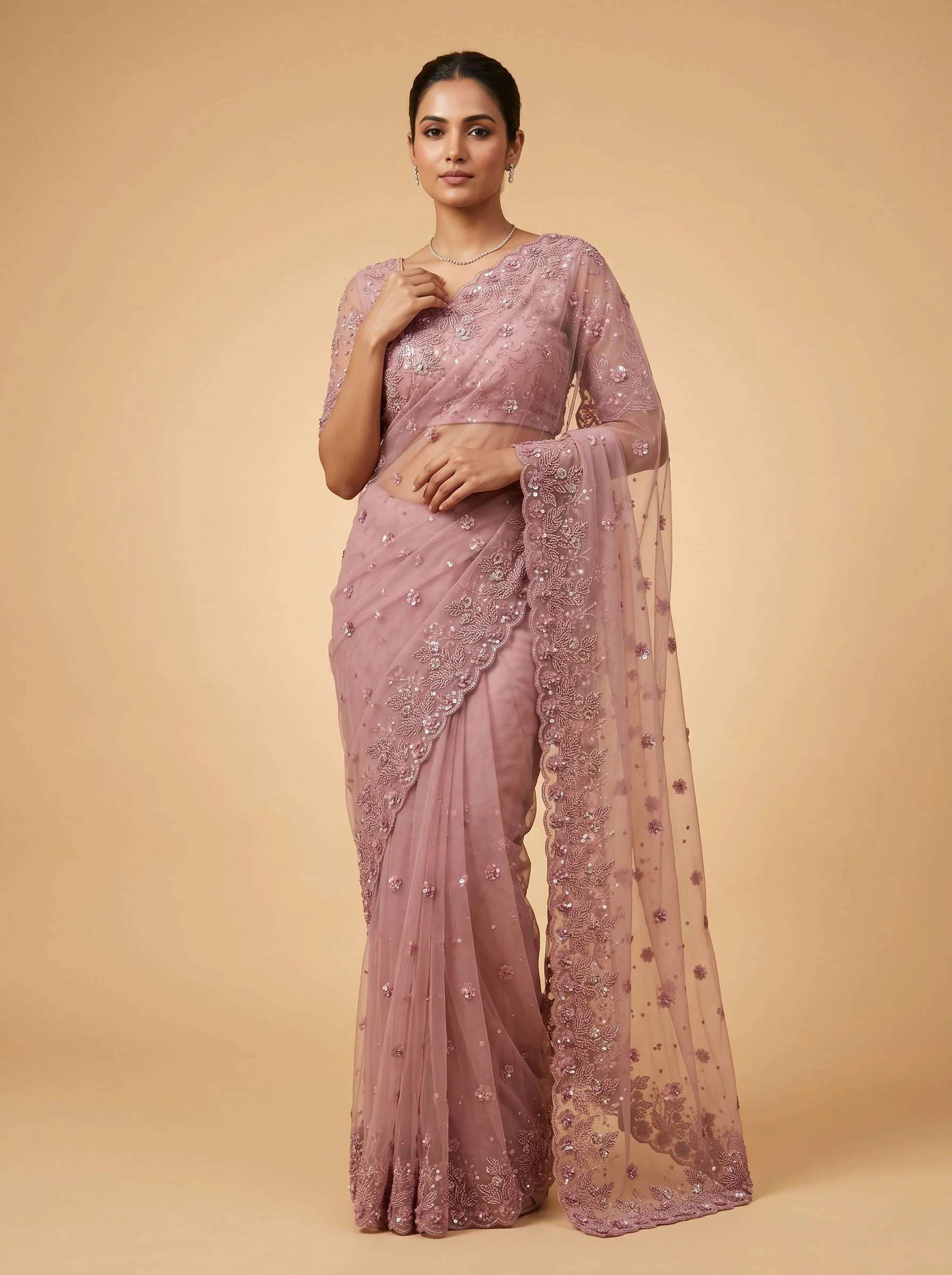 Velvet Purple Essence Saree
