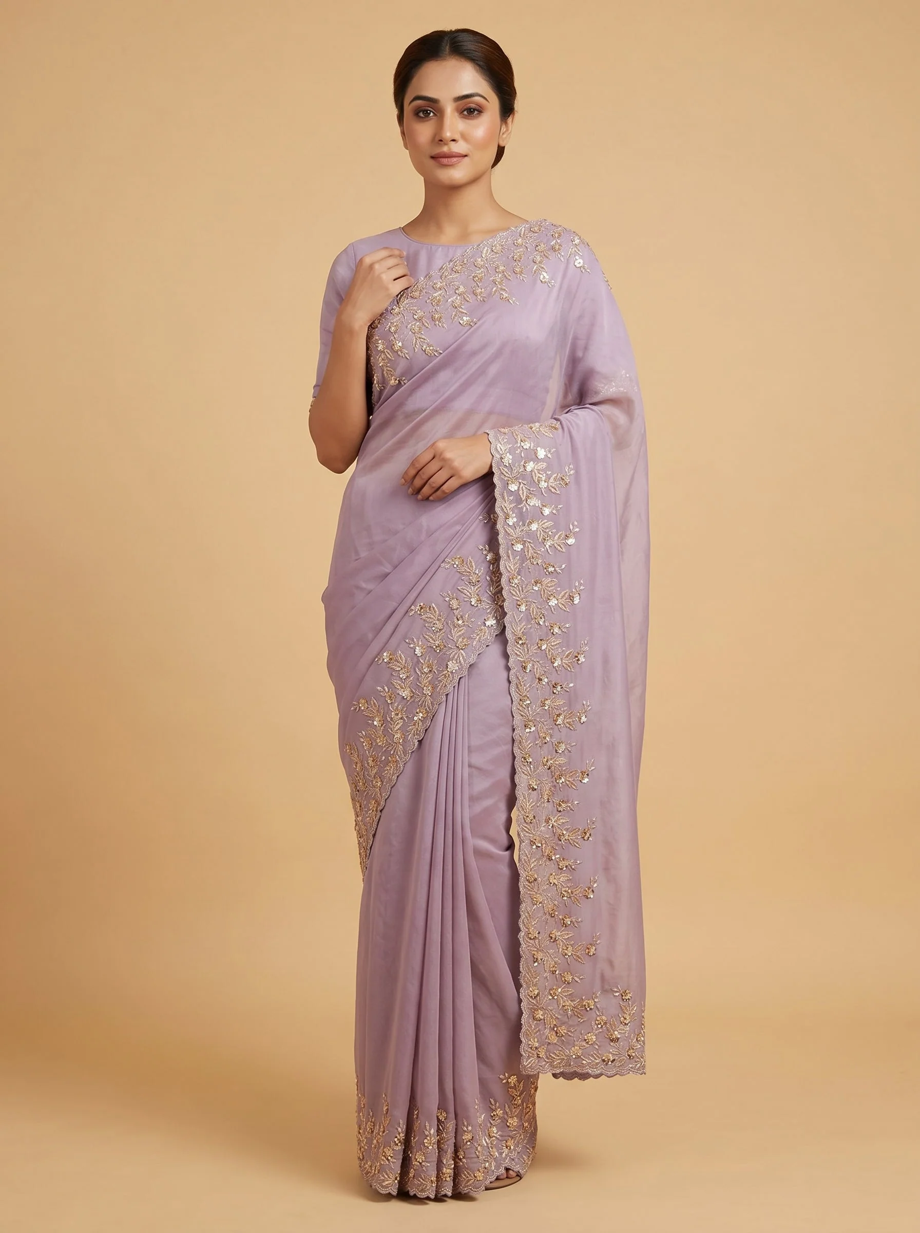 Velvet Violet Elegance Saree