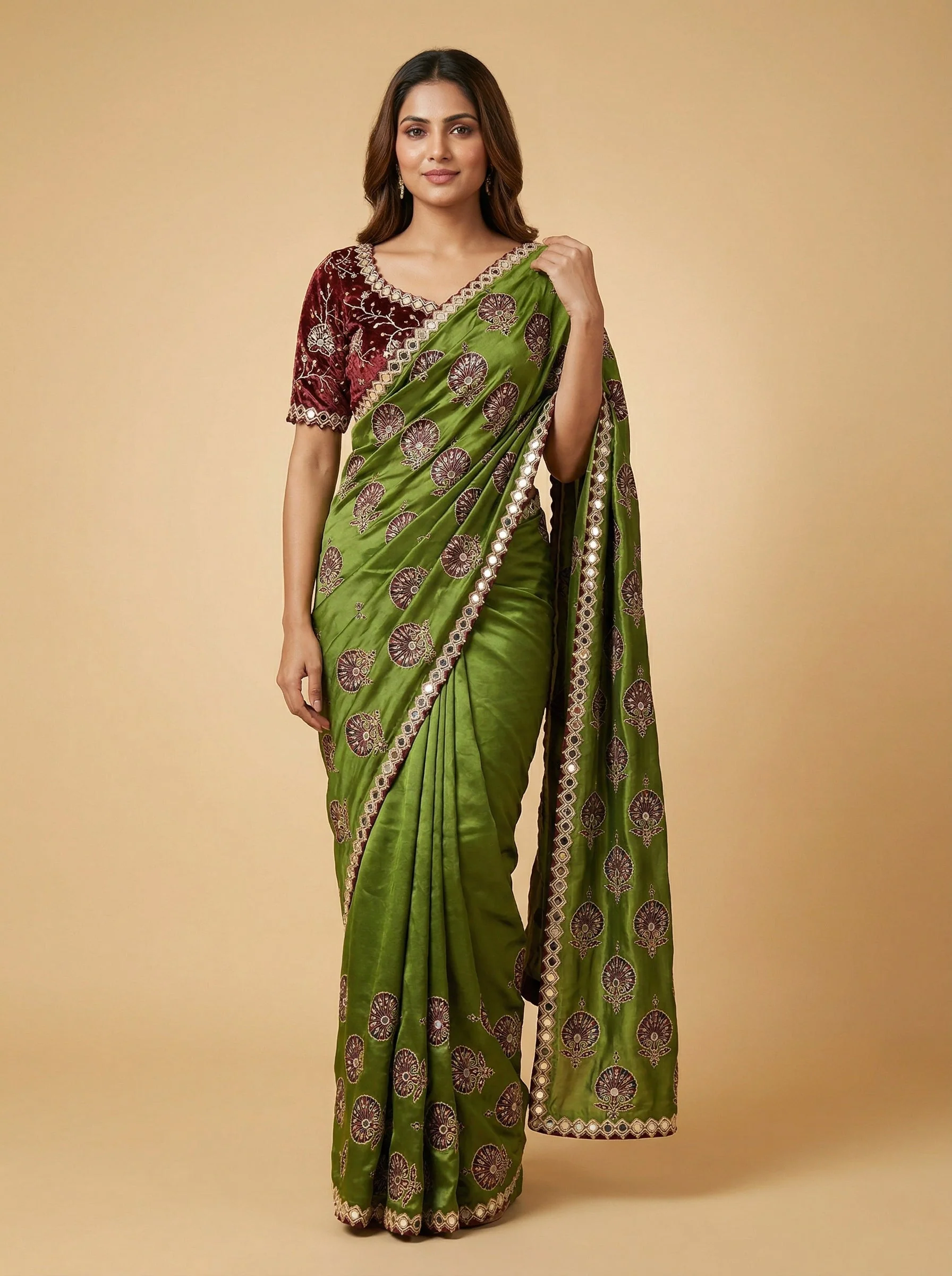 Verdant Mehendi Green Embroidered Saree
