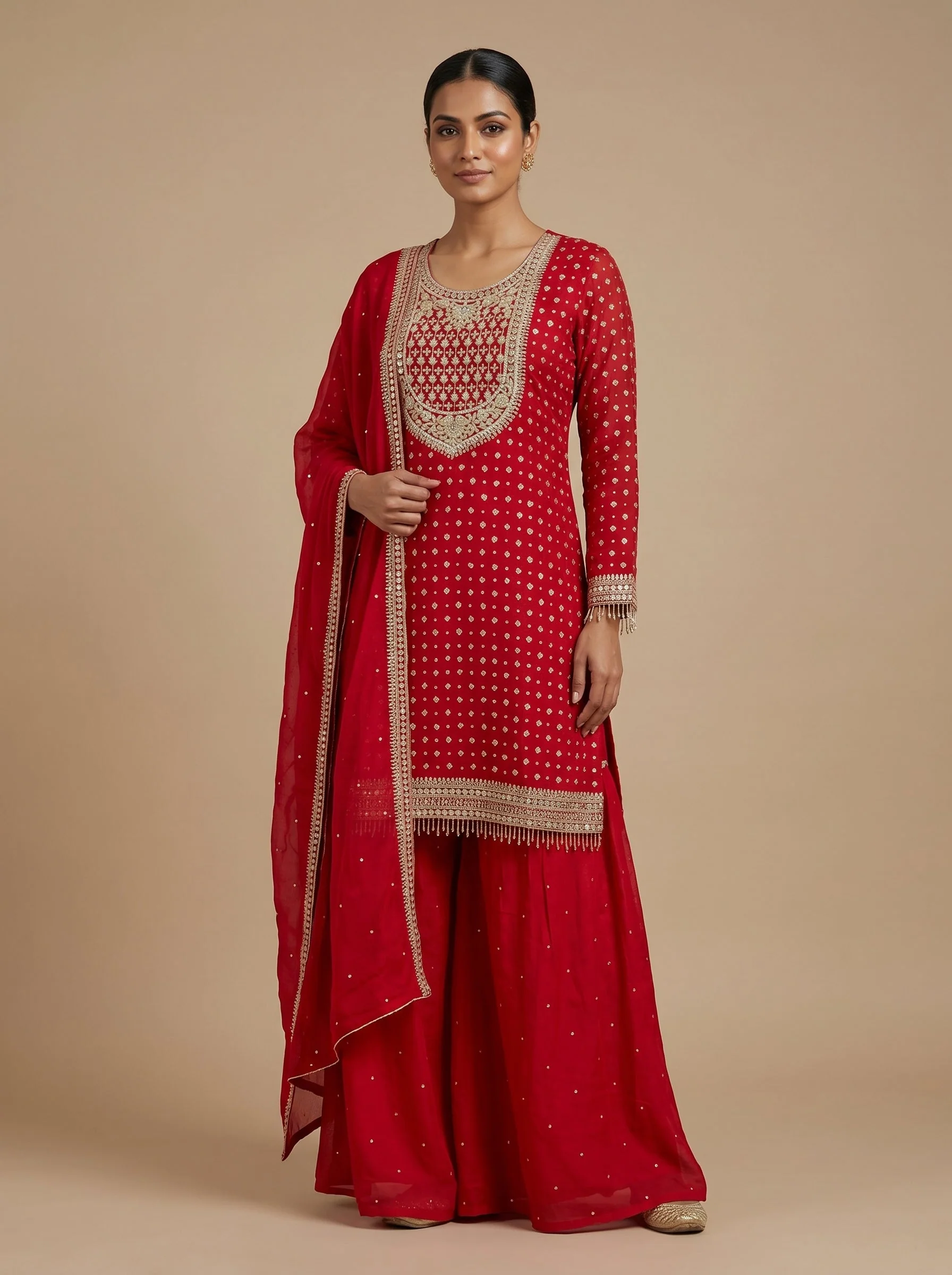 Vermilion Red Palazzo Set