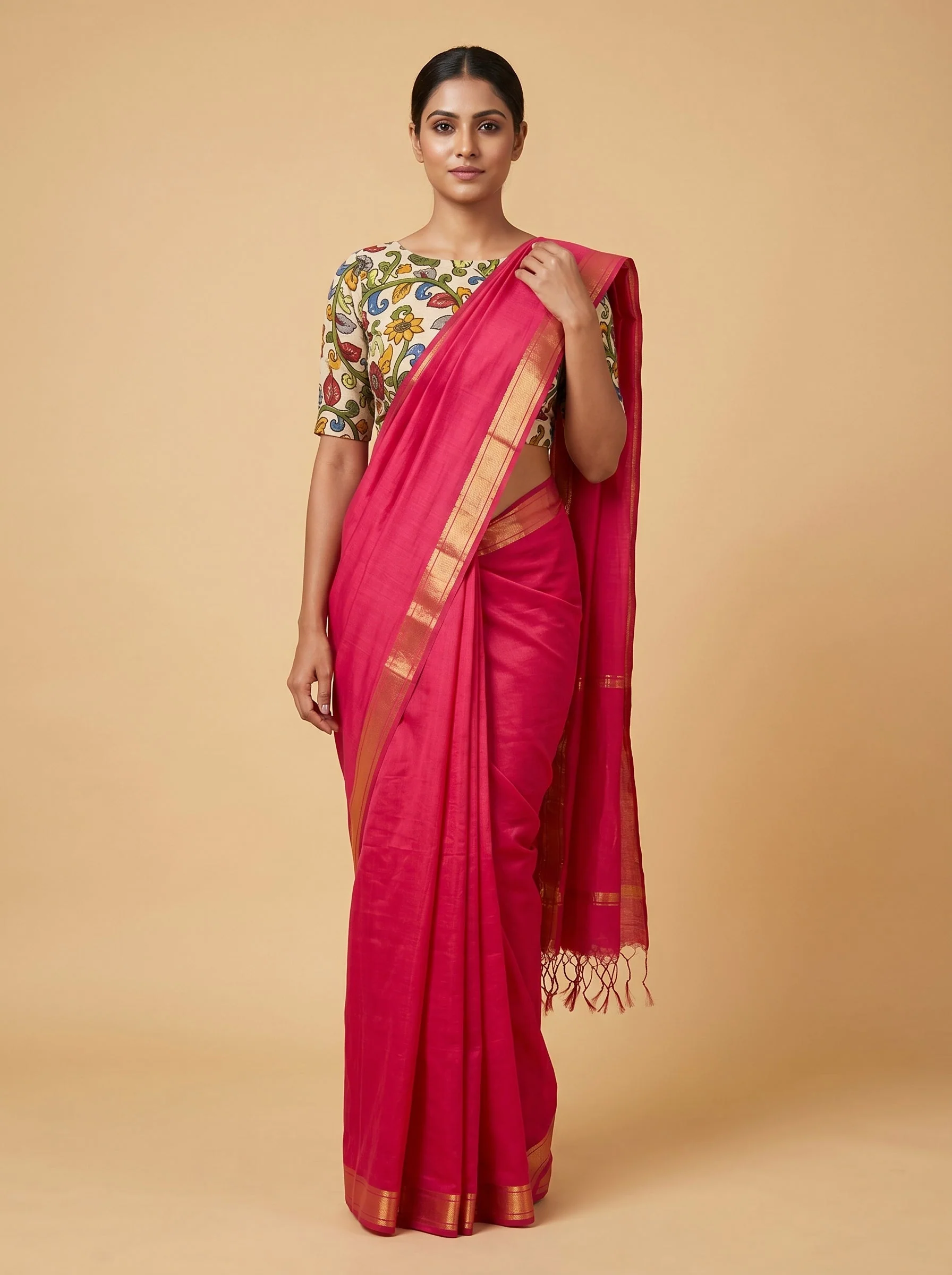 Vibrant Magenta Charm Saree