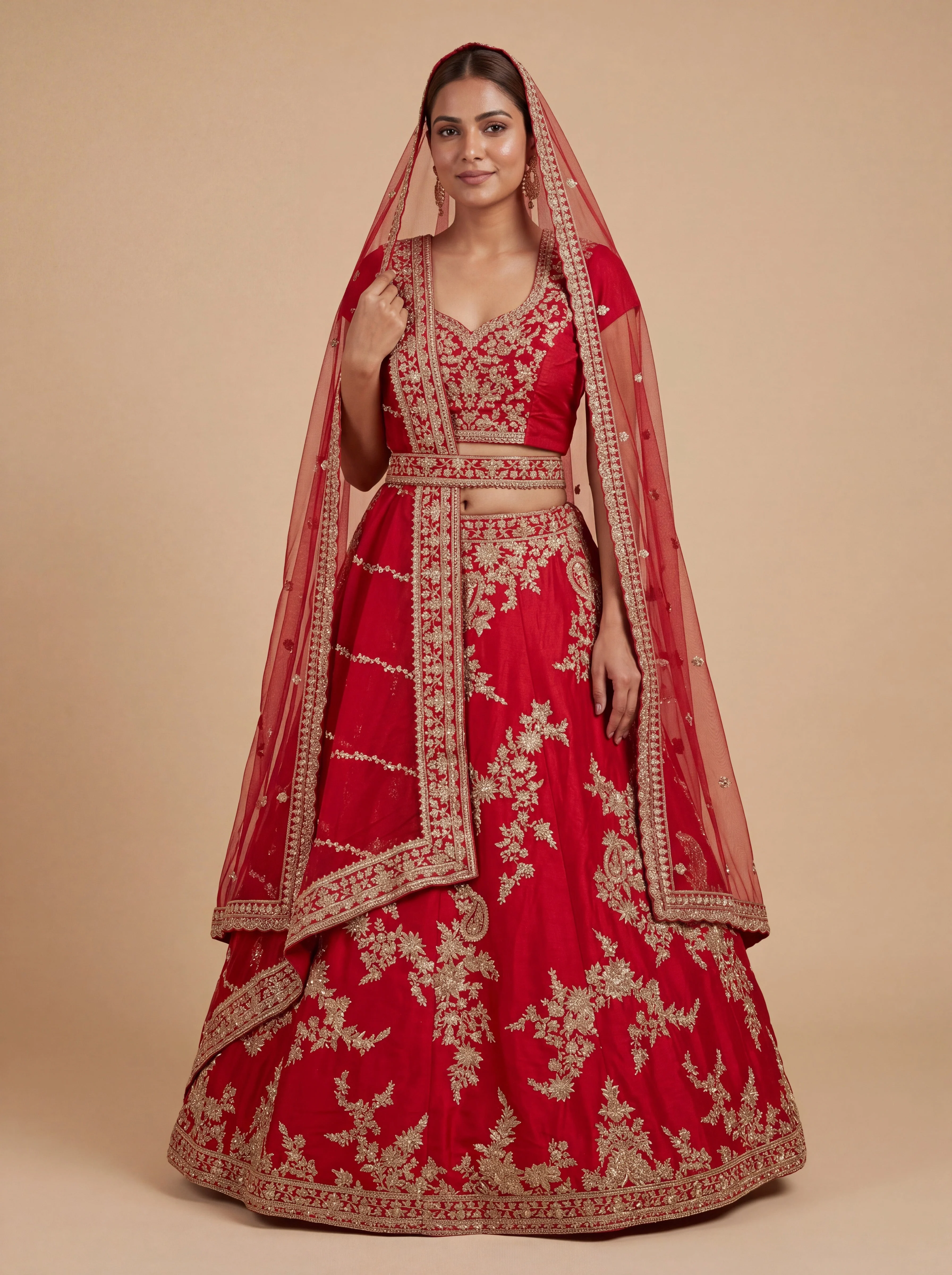 Vibrant Red Wedding Lehenga