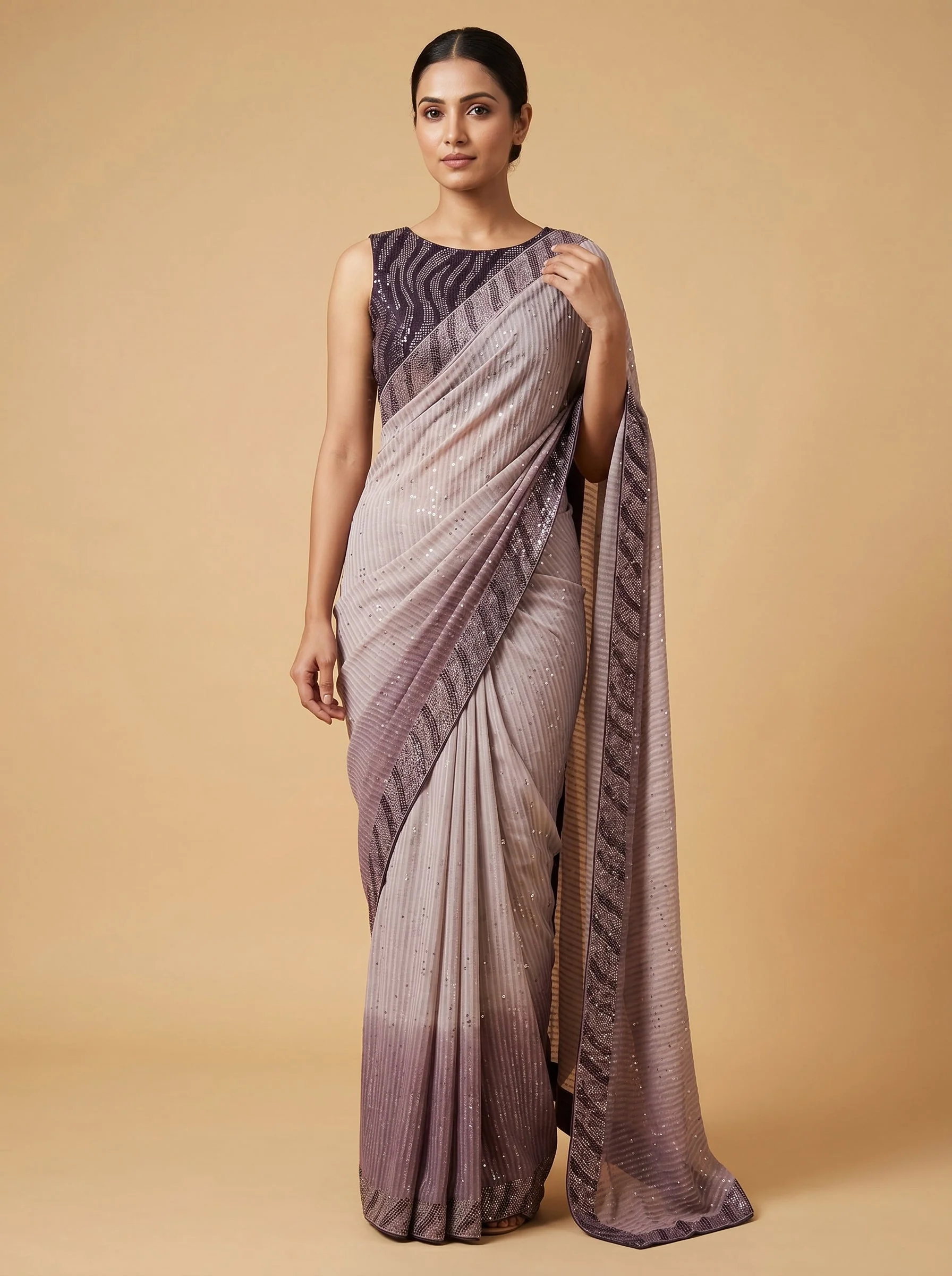 Vintage Wine Elegance Saree