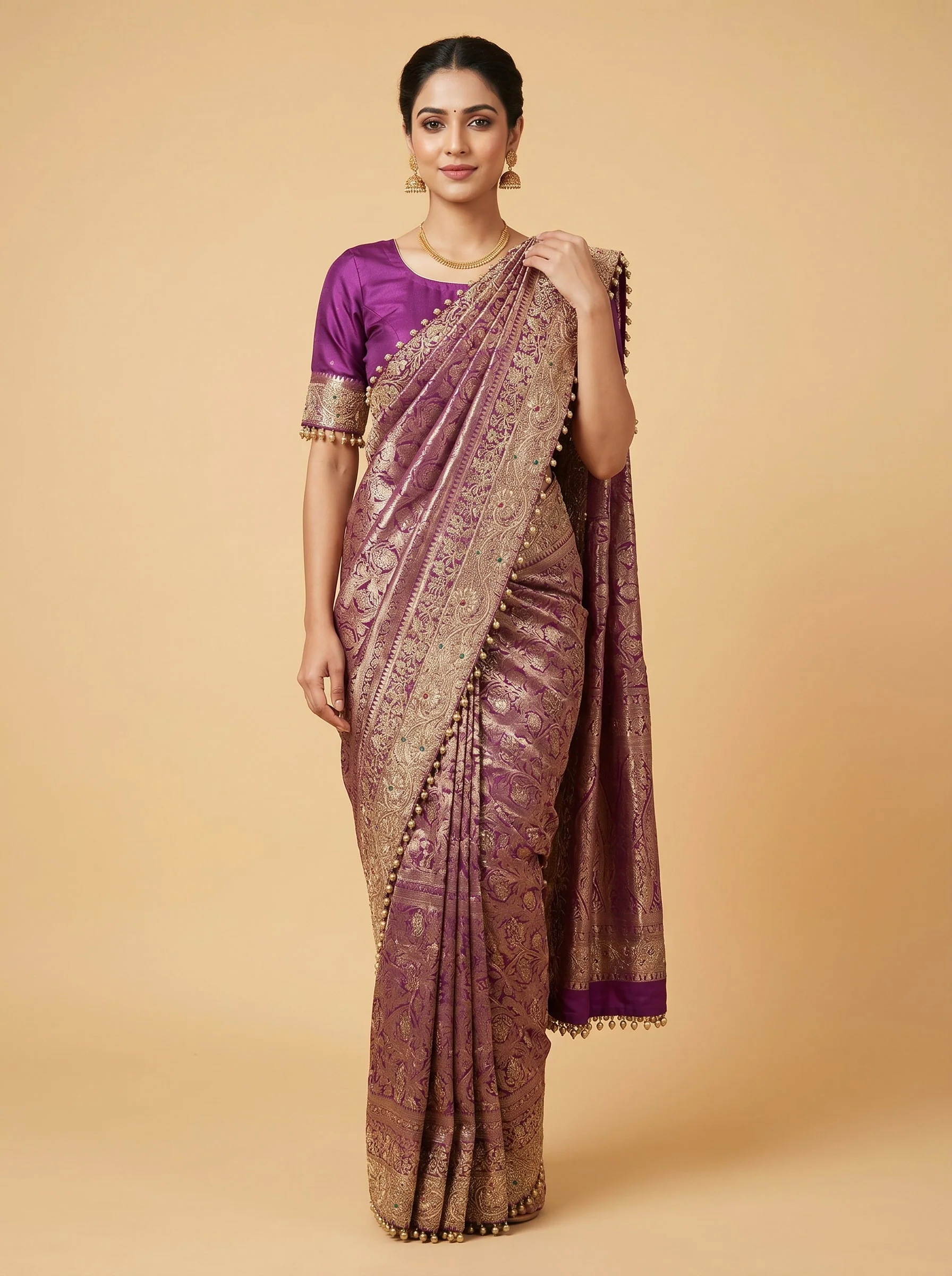 Vintage Wine Wine Embroidered Saree