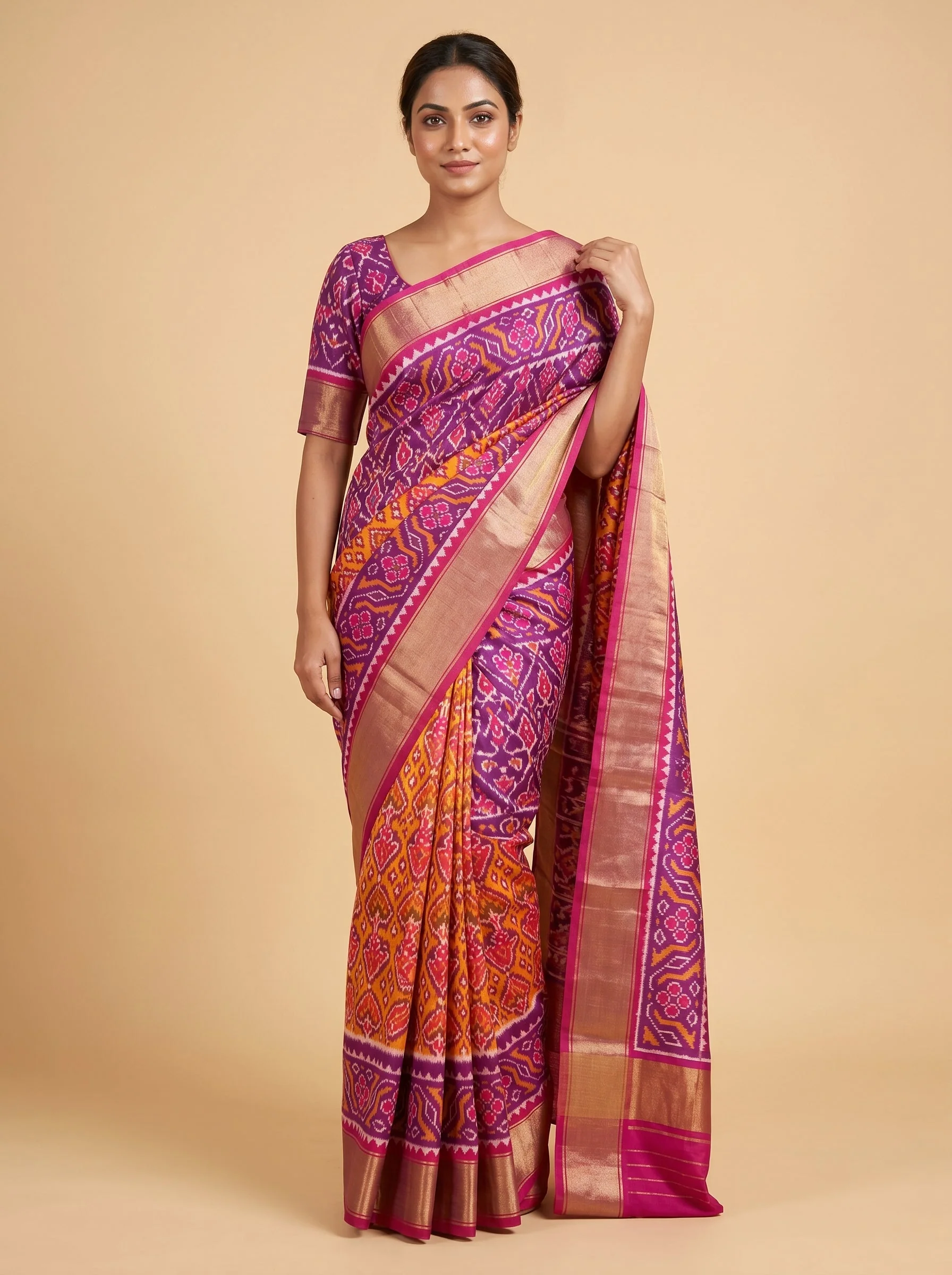 Violet Handloom Saree with Regal Tone