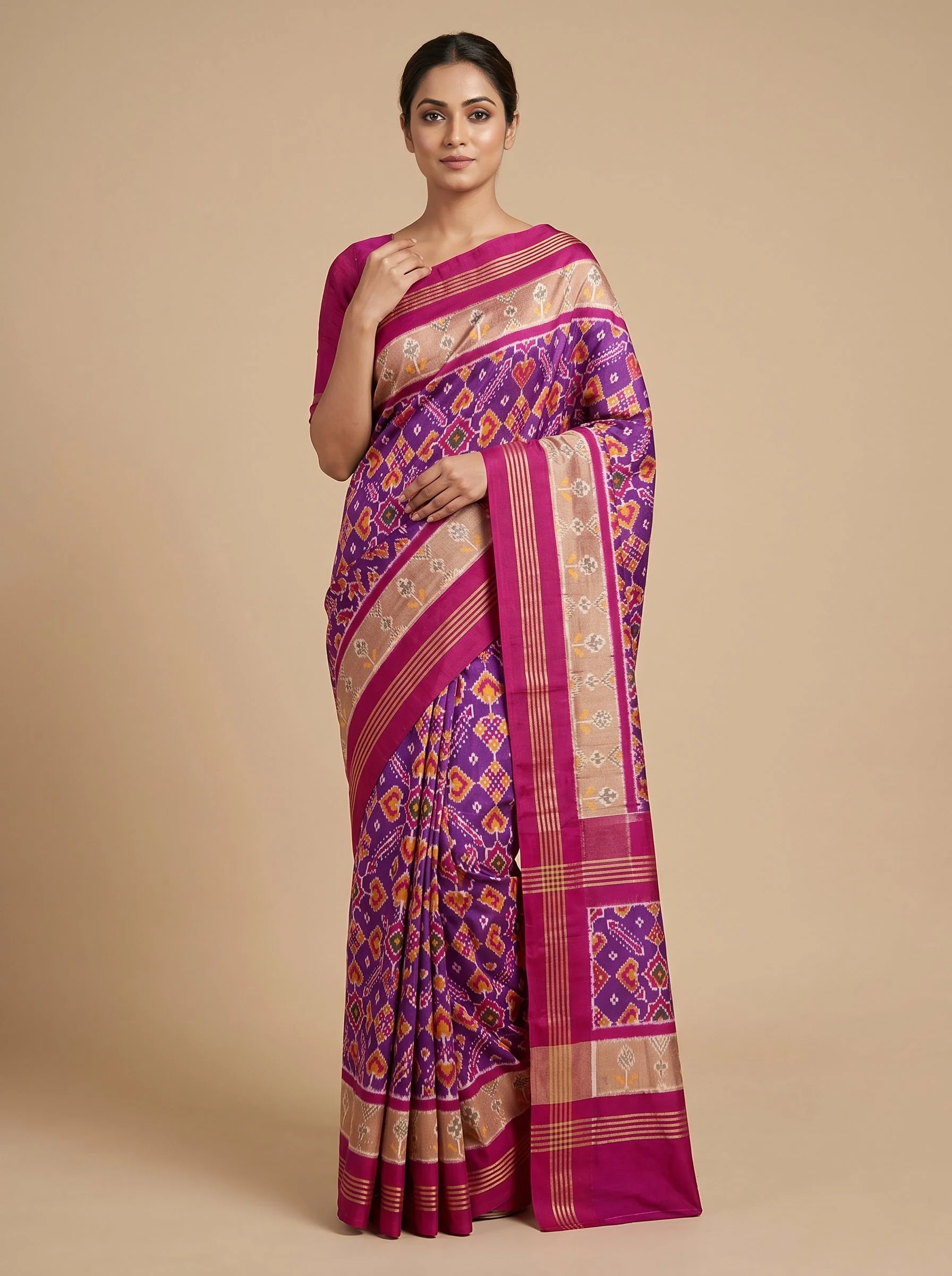 Violet Handloom Saree with Royal Tone