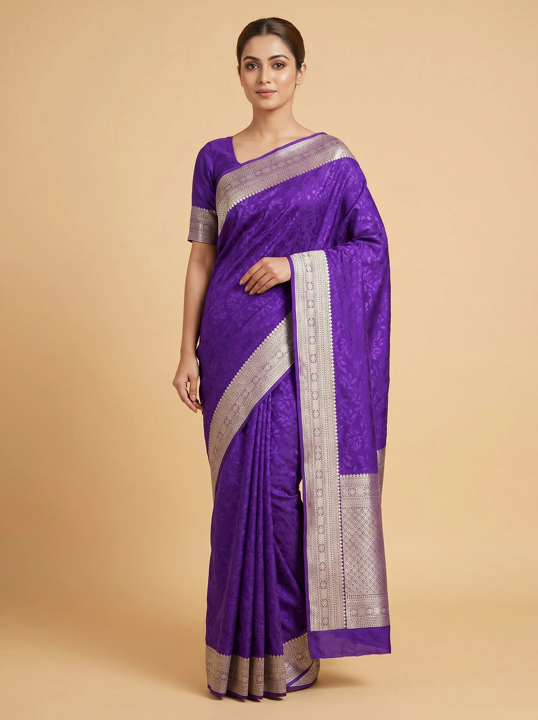 Violet Imperial Tone Handloom Saree