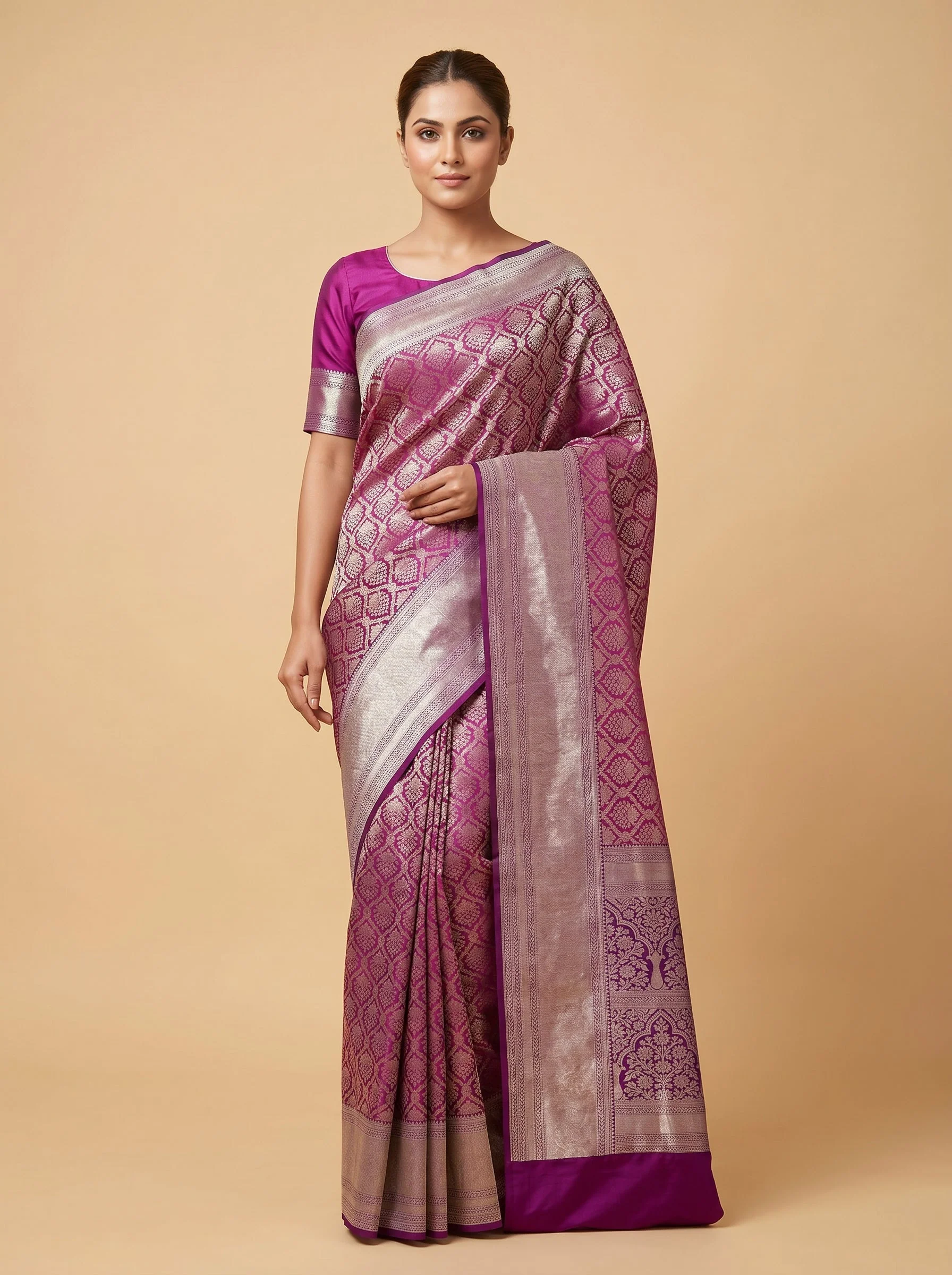 Violet Purple Handloom Saree