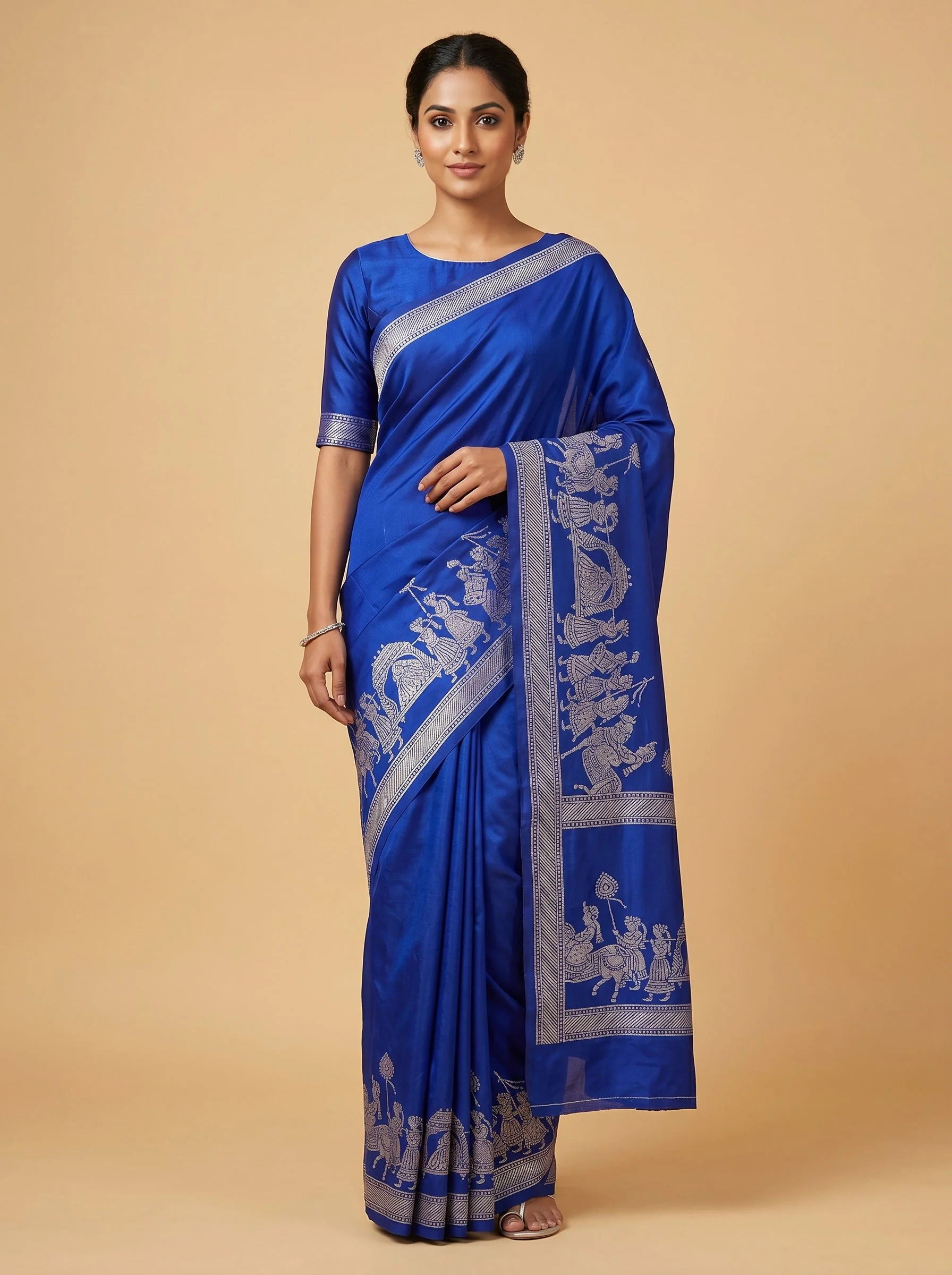 Violet Royal Sparkle Handloom Saree