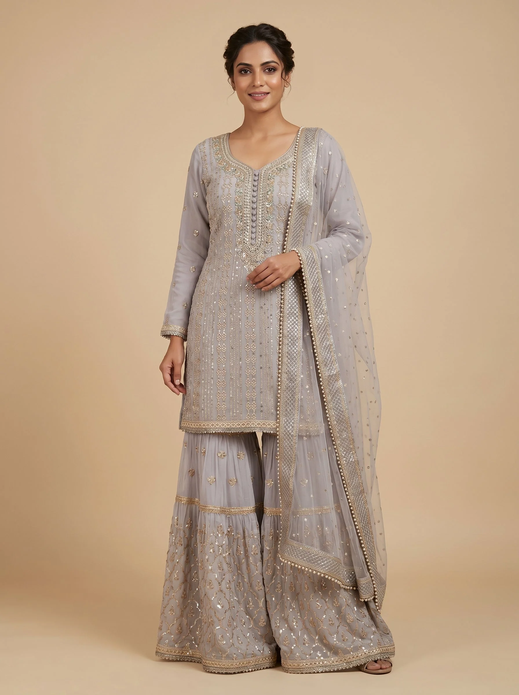 Violet Spark Sharara Set