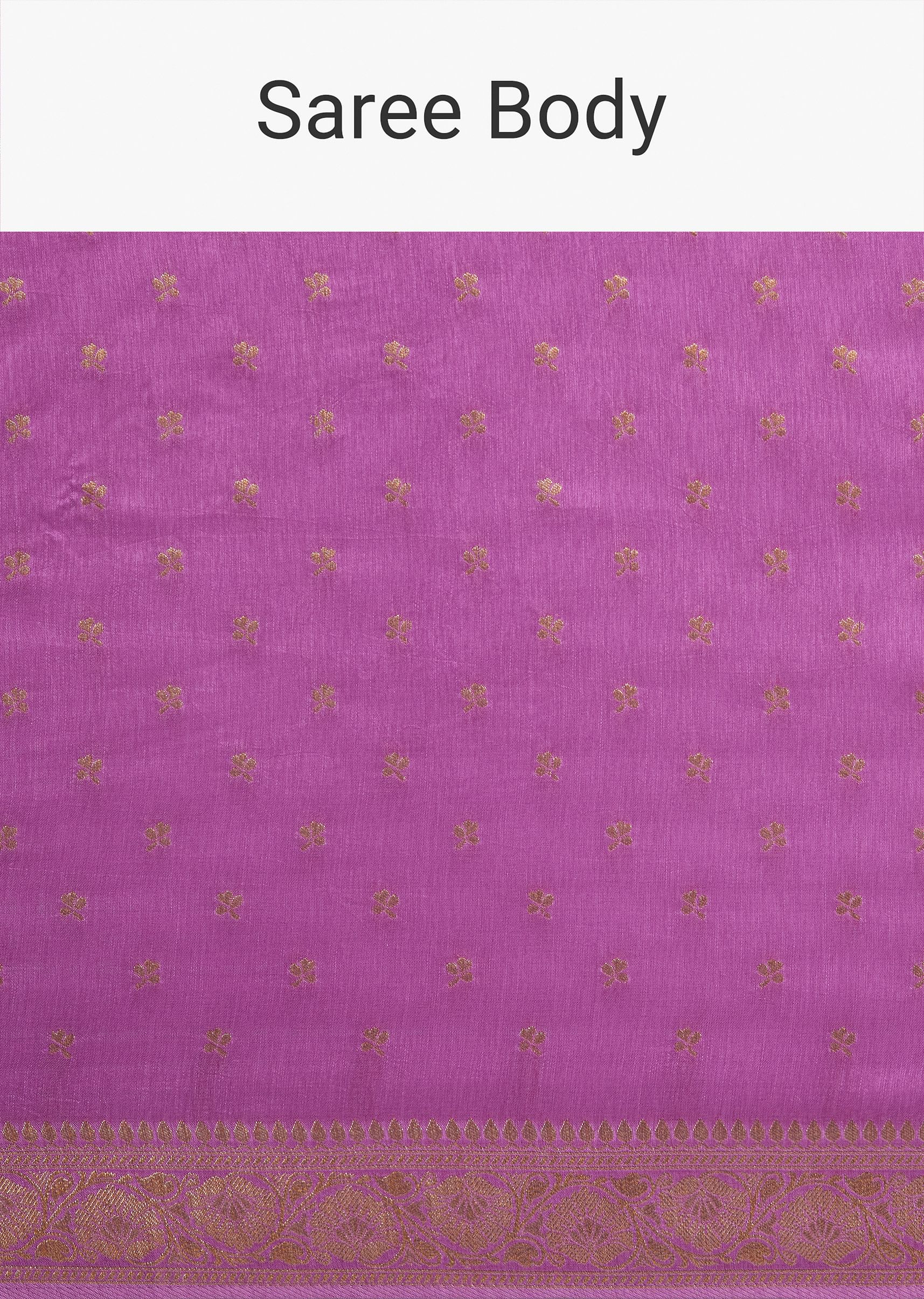 Violet Tissue Silk Saree With Butti Work And Chanderi Zari Border - Image 9