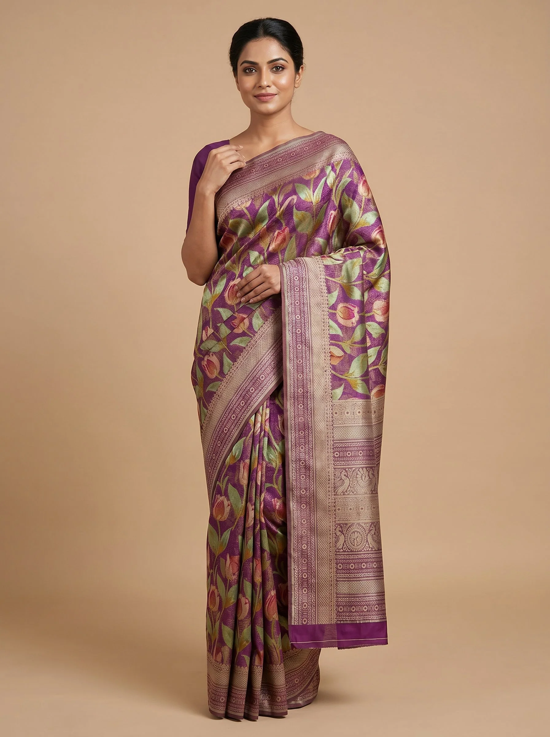 Vivid Magenta Flash Handloom Saree